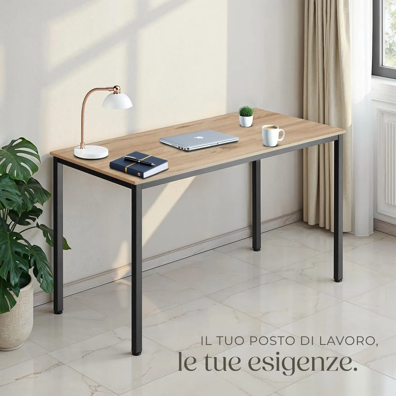 tectake Scrivania Gaming 120 x 60 x 75,5 cm, Stile Industriale - Legno Chiaro - immagine 7