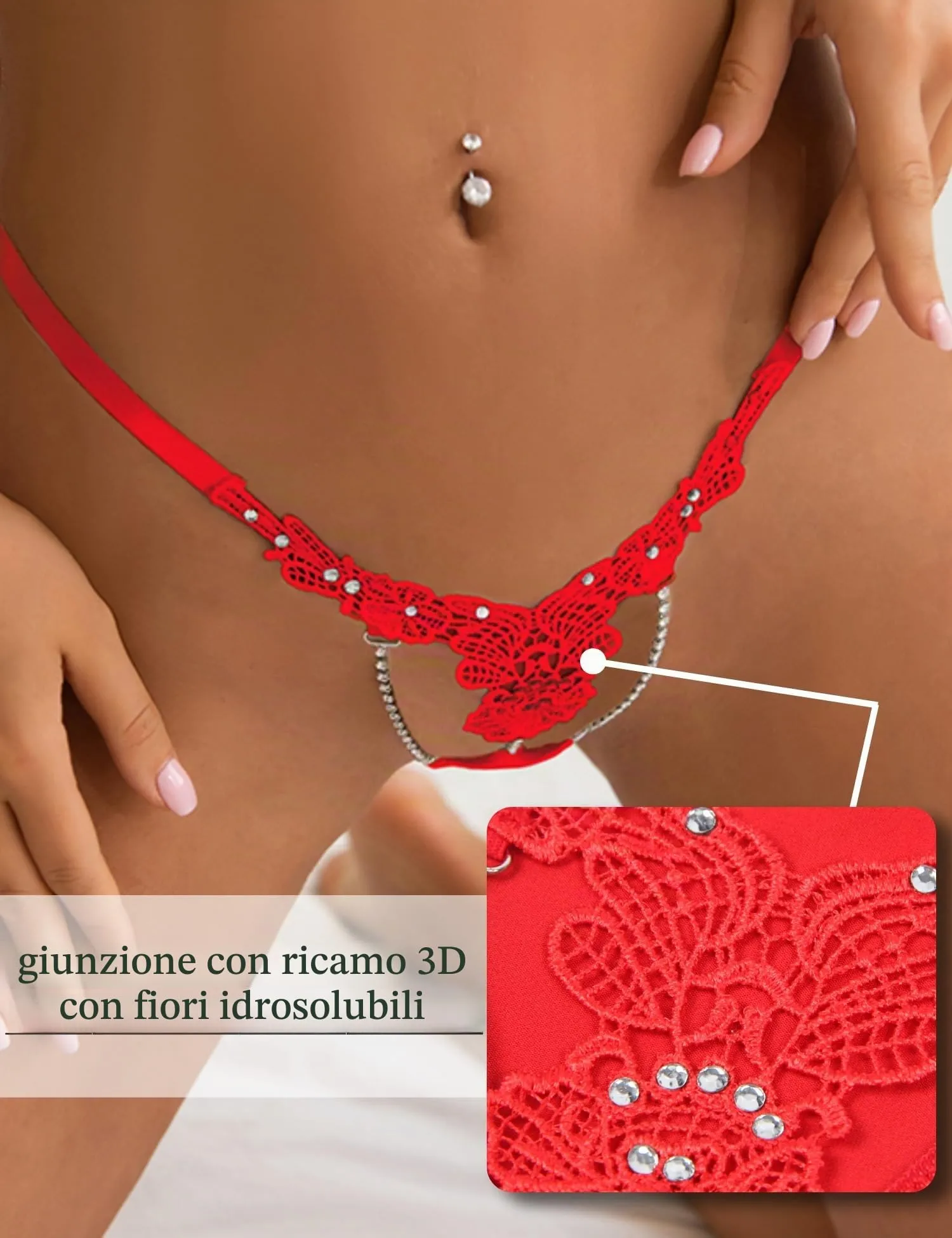 comeondear G-String Vita Bassa Donna Perizoma Rosso, XXL - immagine 4