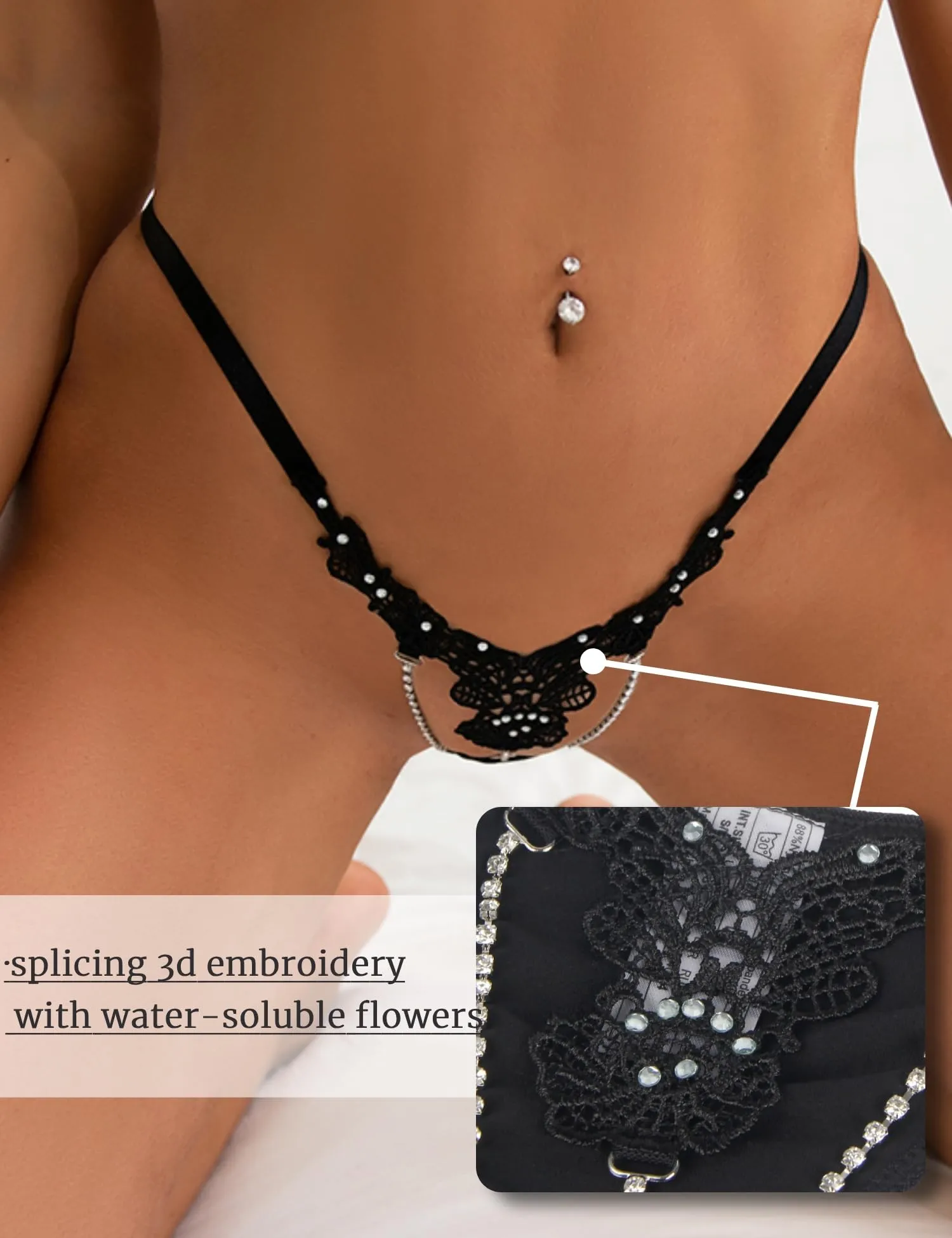 comeondear G-String Perizoma Vita Bassa Donna, Nero, XL - immagine 4