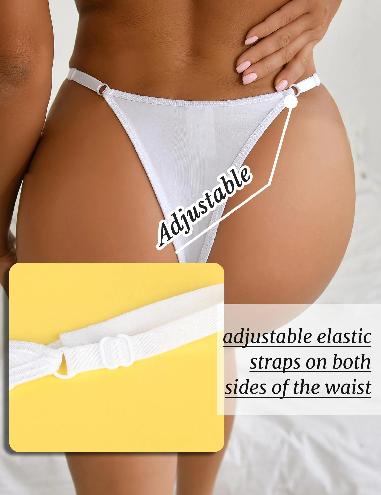 comeondear G-String Perizoma Donna Bianco, L - immagine 3