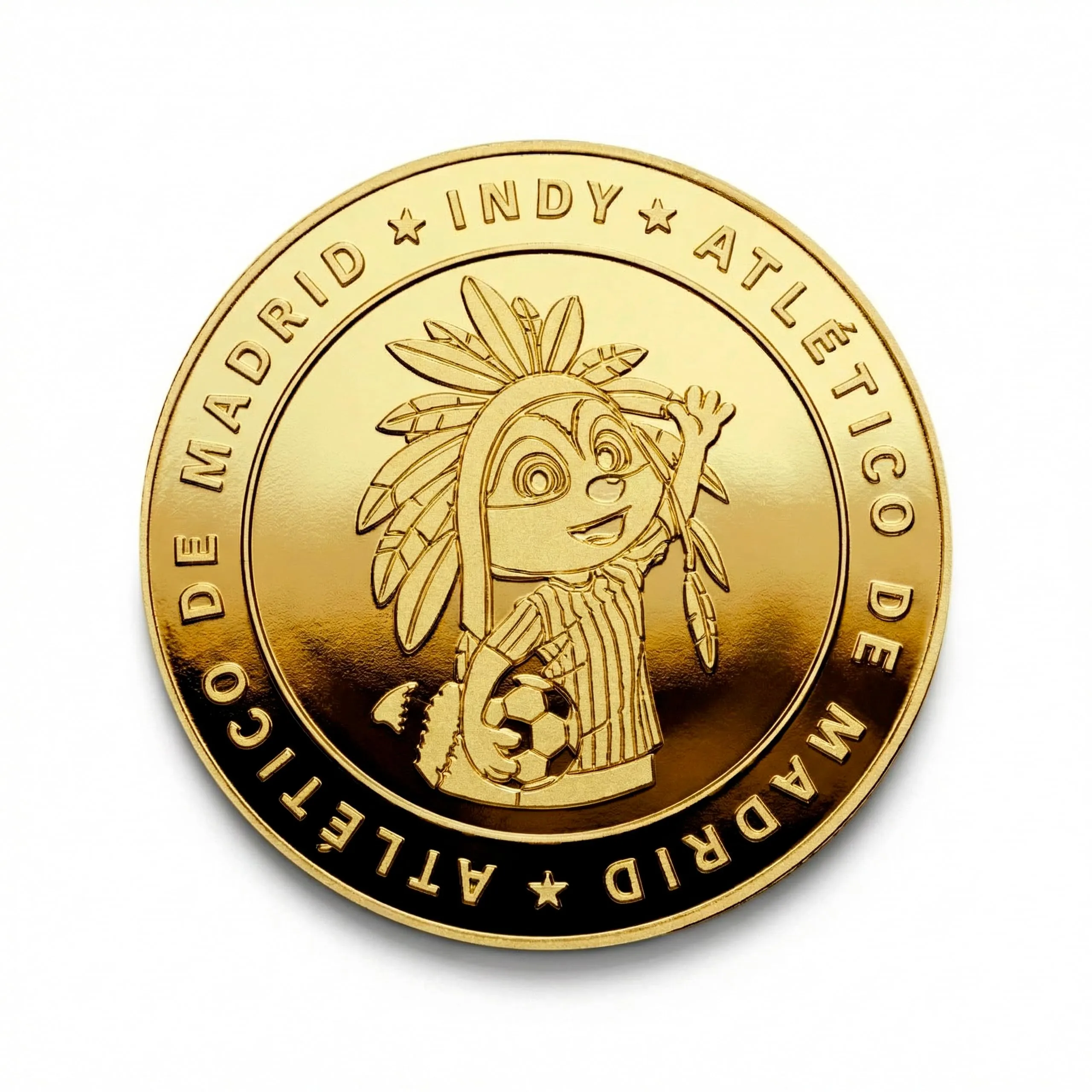 MOCIWORLD Moneta da Collezione Ufficiale Atlético de Madrid Edizione Speciale Indy, Placcata in Oro, 40 mm, con Capsula Protettiva - immagine 2