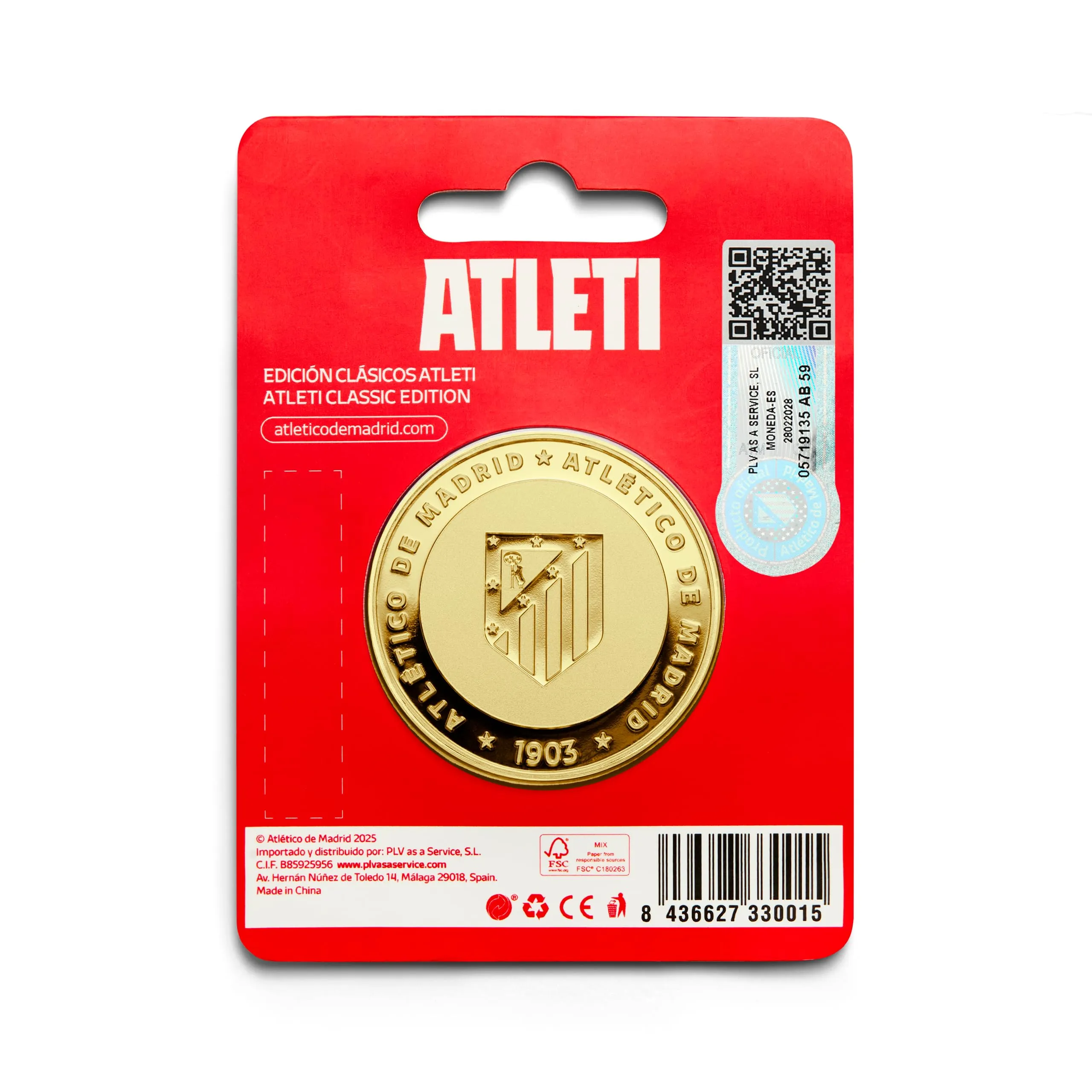 MOCIWORLD Moneta da Collezione Ufficiale Atlético de Madrid Edizione Speciale Indy, Placcata in Oro, 40 mm, con Capsula Protettiva - immagine 4