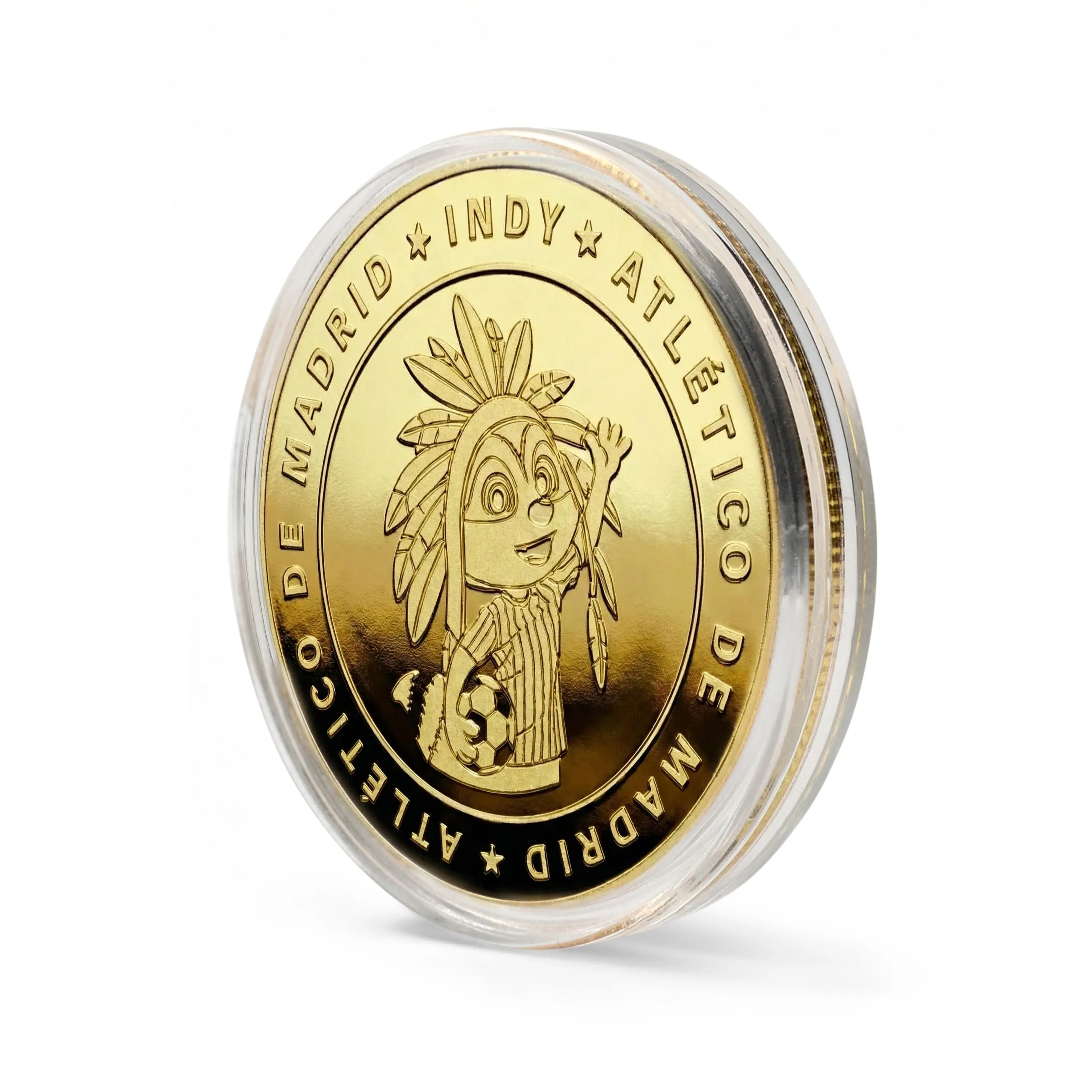 MOCIWORLD Moneta da Collezione Ufficiale Atlético de Madrid Edizione Speciale Indy, Placcata in Oro, 40 mm, con Capsula Protettiva - immagine 6
