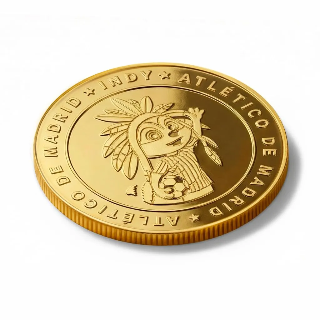 MOCIWORLD Moneta da Collezione Ufficiale Atlético de Madrid Edizione Speciale Indy, Placcata in Oro, 40 mm, con Capsula Protettiva - immagine 7