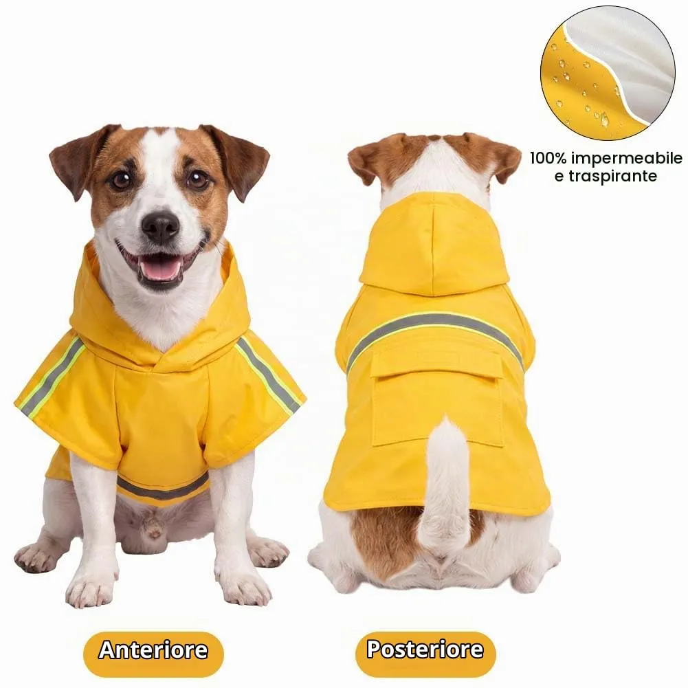 OSDUE Impermeabile per Cani con Foro per Colletto e Strisce Riflettenti, Taglia 3XL - immagine 4