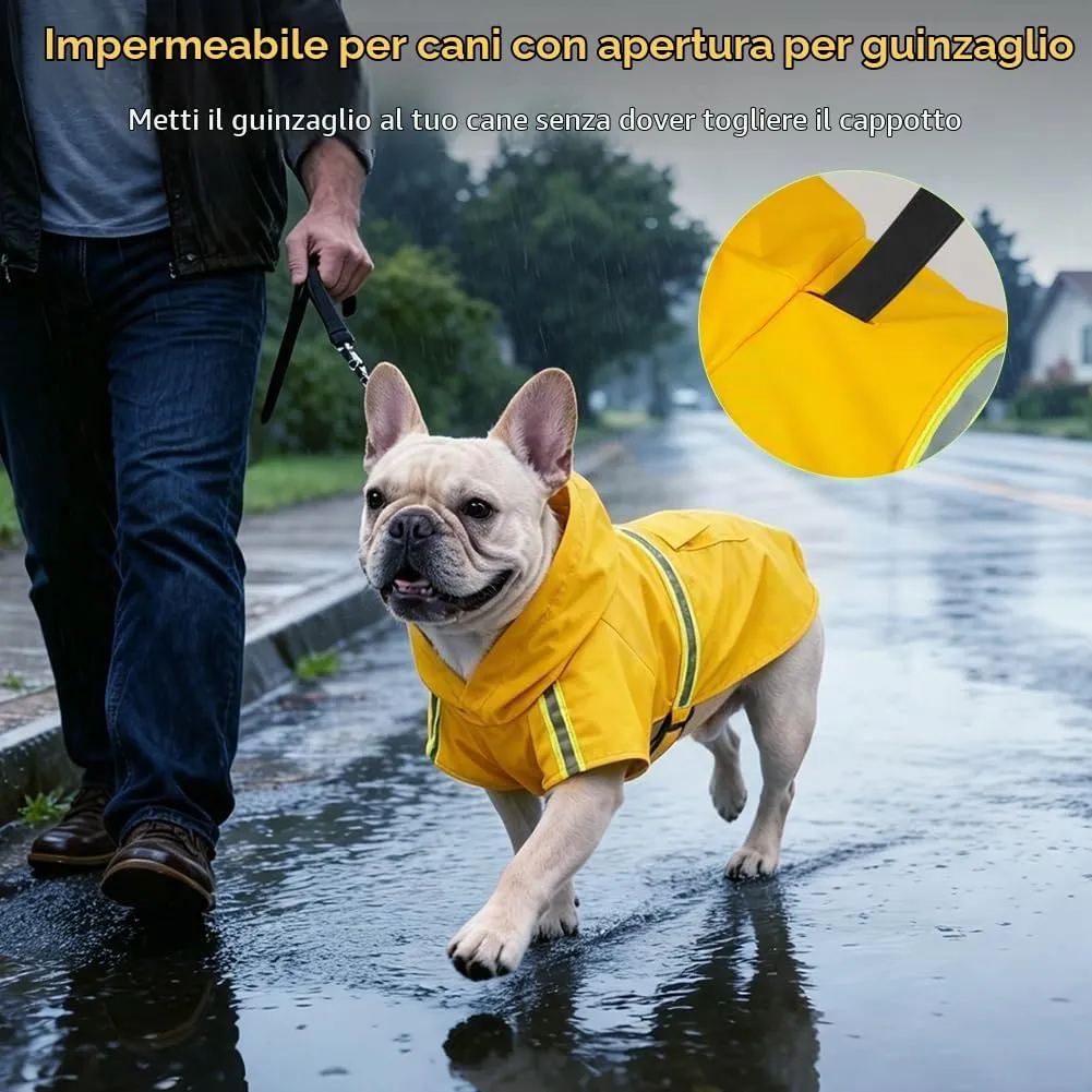 OSDUE Impermeabile per Cani con Foro per Colletto e Strisce Riflettenti, Taglia 3XL - immagine 6