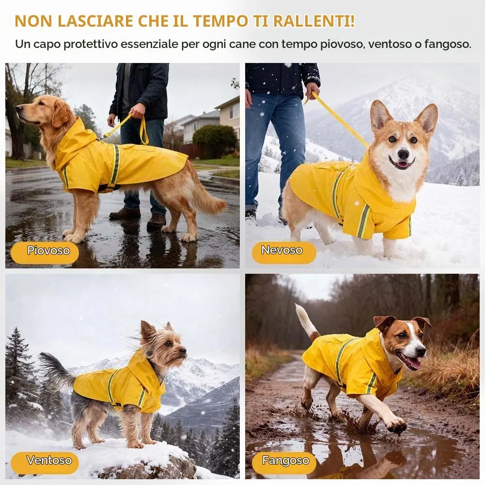 OSDUE Impermeabile per Cani con Foro per Colletto e Strisce Riflettenti, Taglia 3XL - immagine 7
