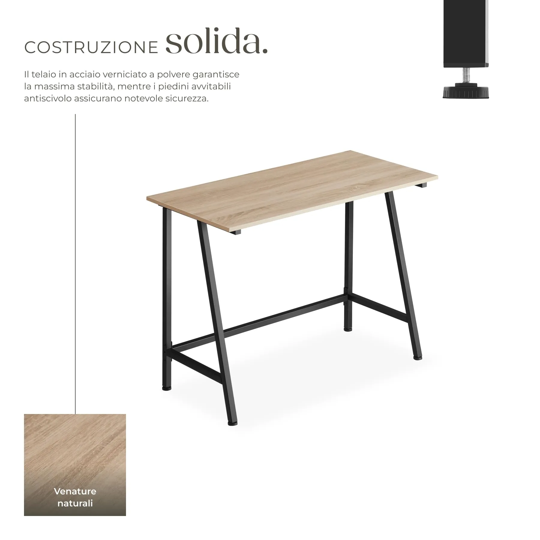 tectake Scrivania Gaming e da Lavoro, 100 x 50 x 77 cm, Telaio in Acciaio e Truciolato, Rovere Sonoma - immagine 3