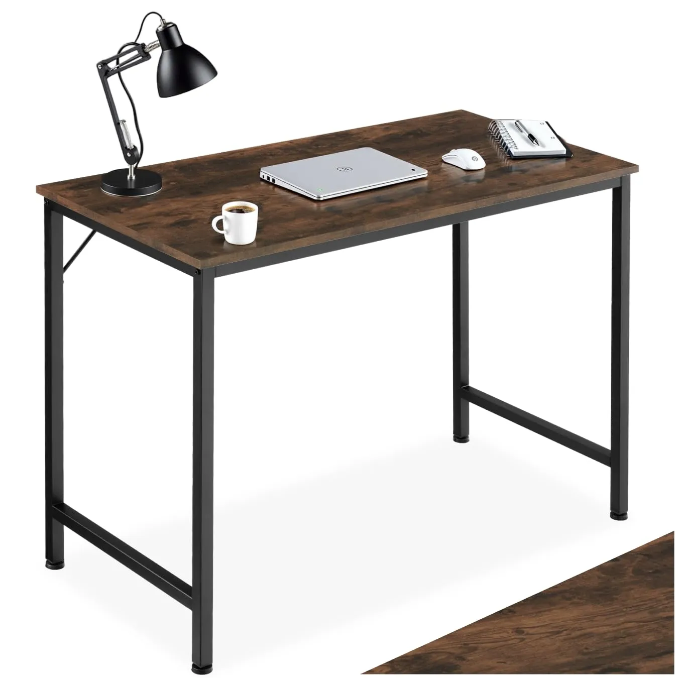 tectake Scrivania Moderna Regolabile in Altezza, Design Industriale in Legno e Acciaio, 100x50x75,5 cm, Industriale Scuro - immagine 1