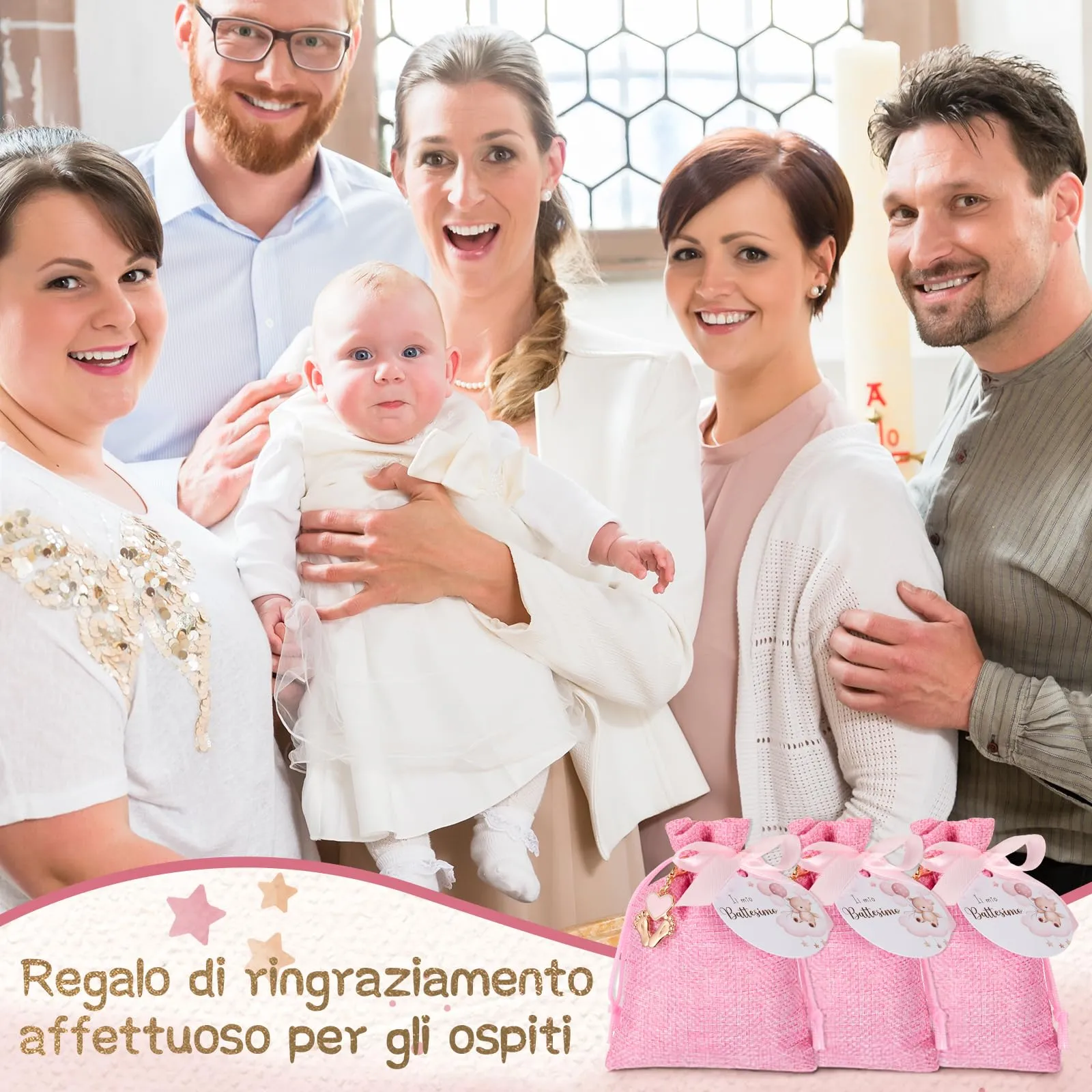 BBTO Set Bomboniere per Battesimo, Rosa, 30 Set - immagine 5