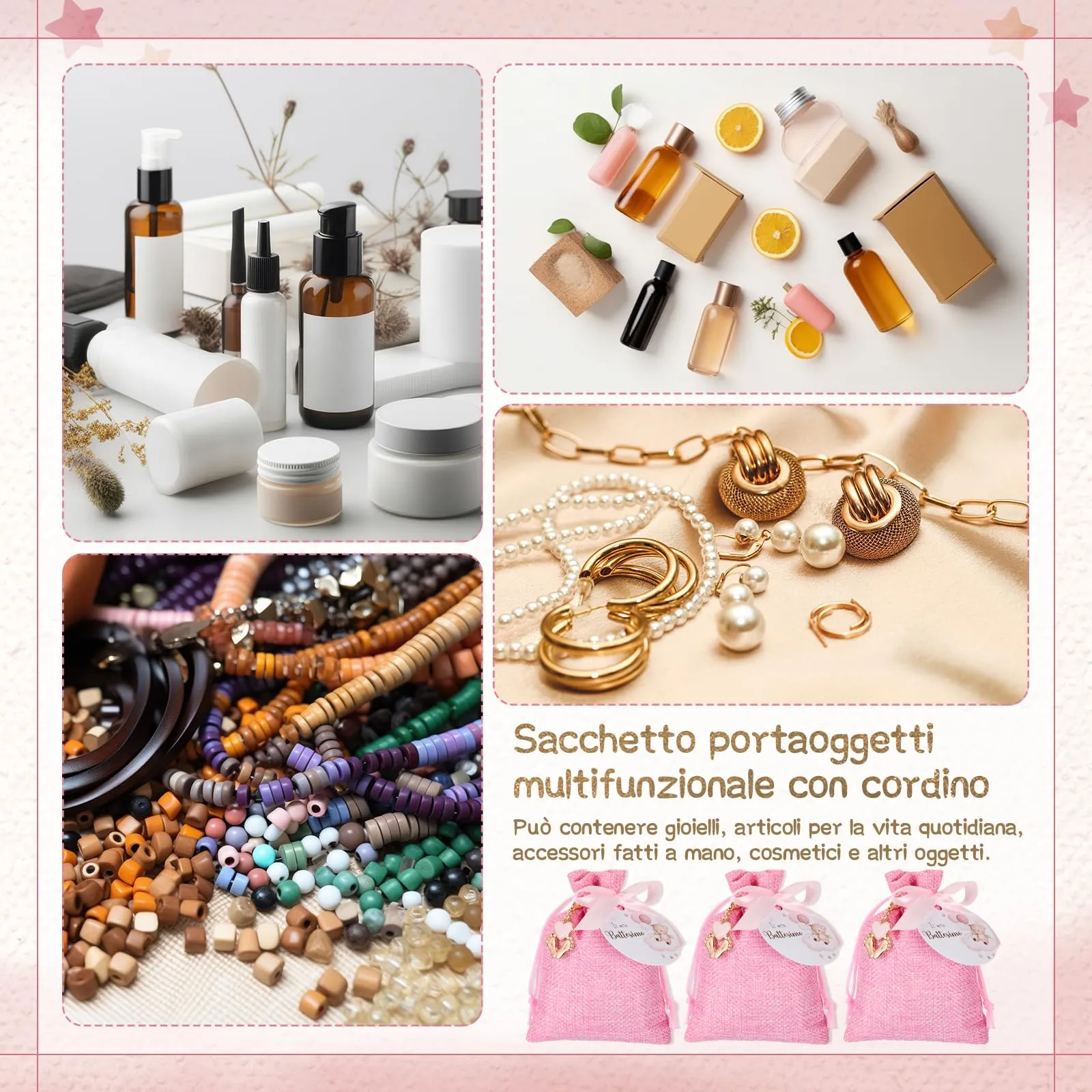 BBTO Set Bomboniere per Battesimo, Rosa, 30 Set - immagine 6
