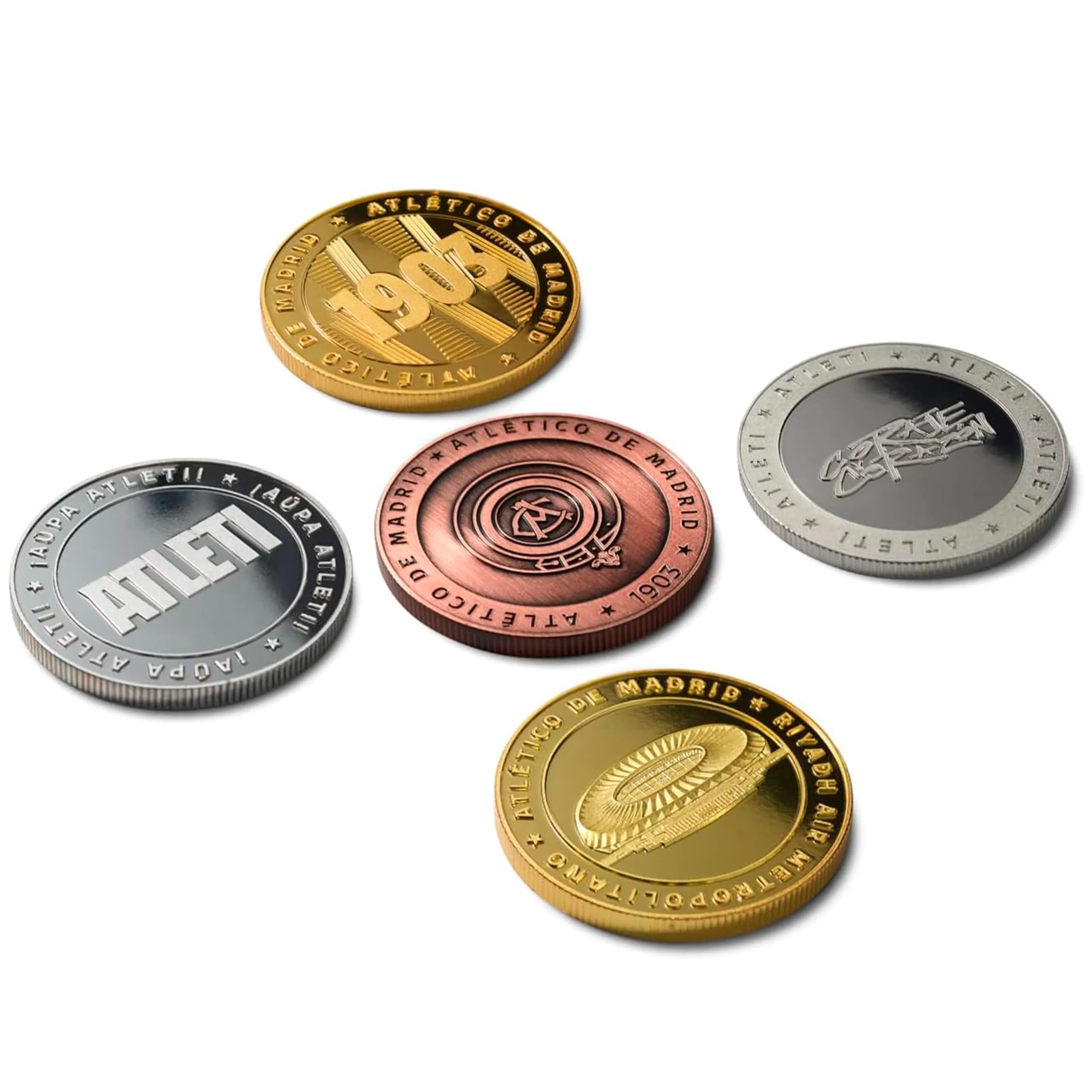 MOCIWORLD Atlético de Madrid Edizione Speciale - Set di 5 Monete da Collezione Licenza Ufficiale - immagine 2