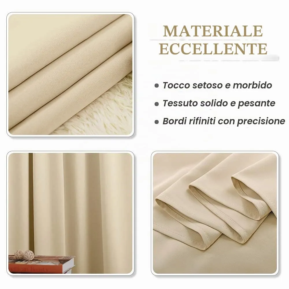PONY DANCE Tenda Corta Oscurante Termica da Interno per Camera da Letto, 132L x 158A cm, Beige - immagine 8