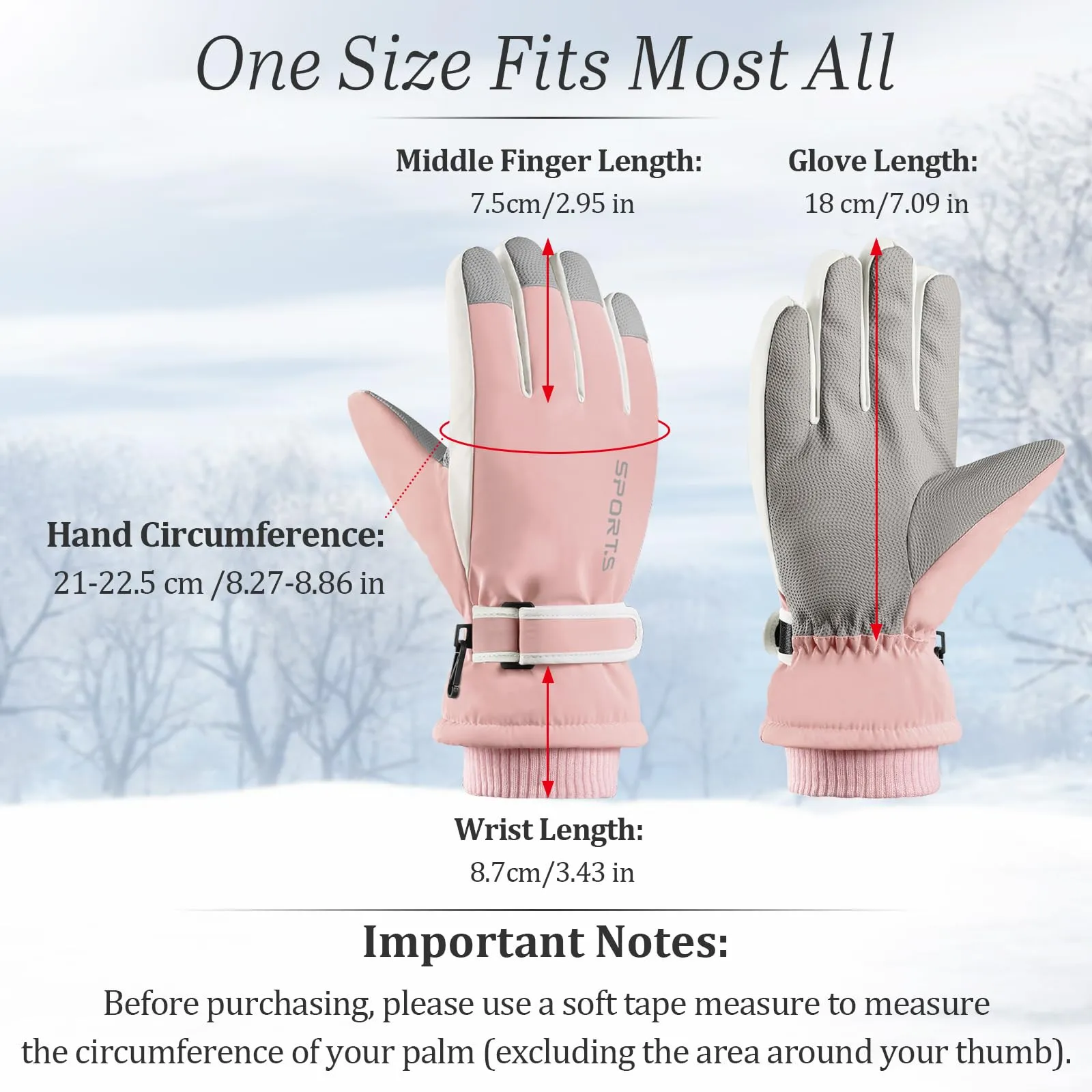 Andiker Guanti da Sci Invernali da Donna, Impermeabili e Touchscreen, Rosa e Bianco, Taglia Unica - immagine 6