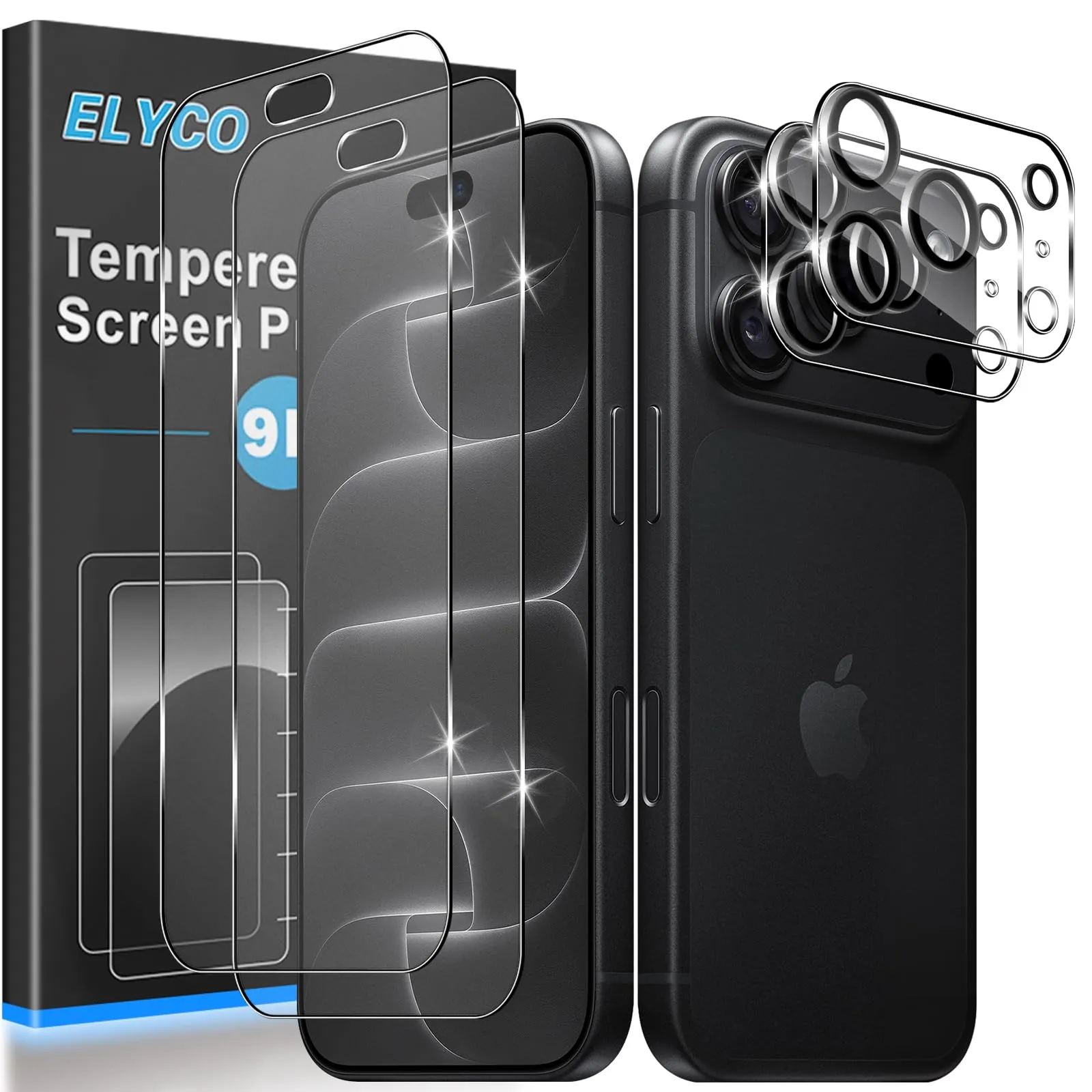 ELYCO Vetro Temperato Opaca per iPhone 18 Pro, 2+2 Pezzi - immagine 1