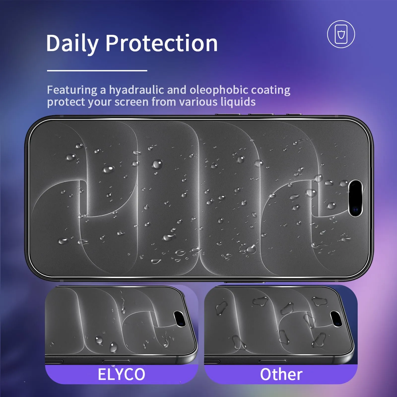 ELYCO Vetro Temperato Opaca per iPhone 18 Pro, 2+2 Pezzi - immagine 3