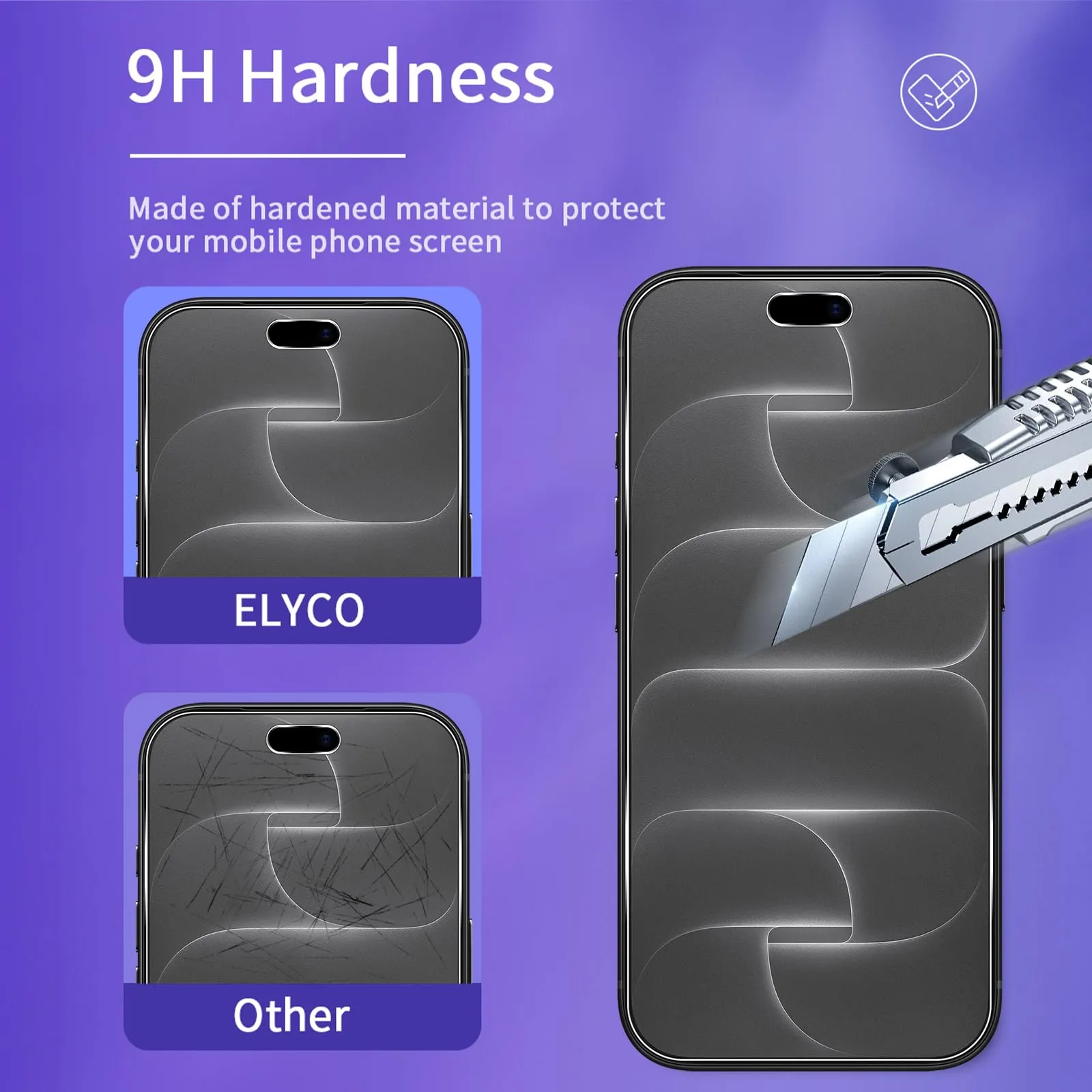 ELYCO Vetro Temperato Opaca per iPhone 18 Pro, 2+2 Pezzi - immagine 4