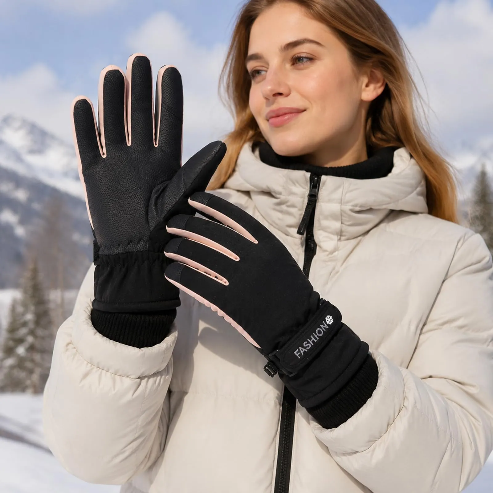 Andiker Guanti da Sci Invernali da Donna, Impermeabili e Touchscreen, Nero, Taglia Unica - immagine 2