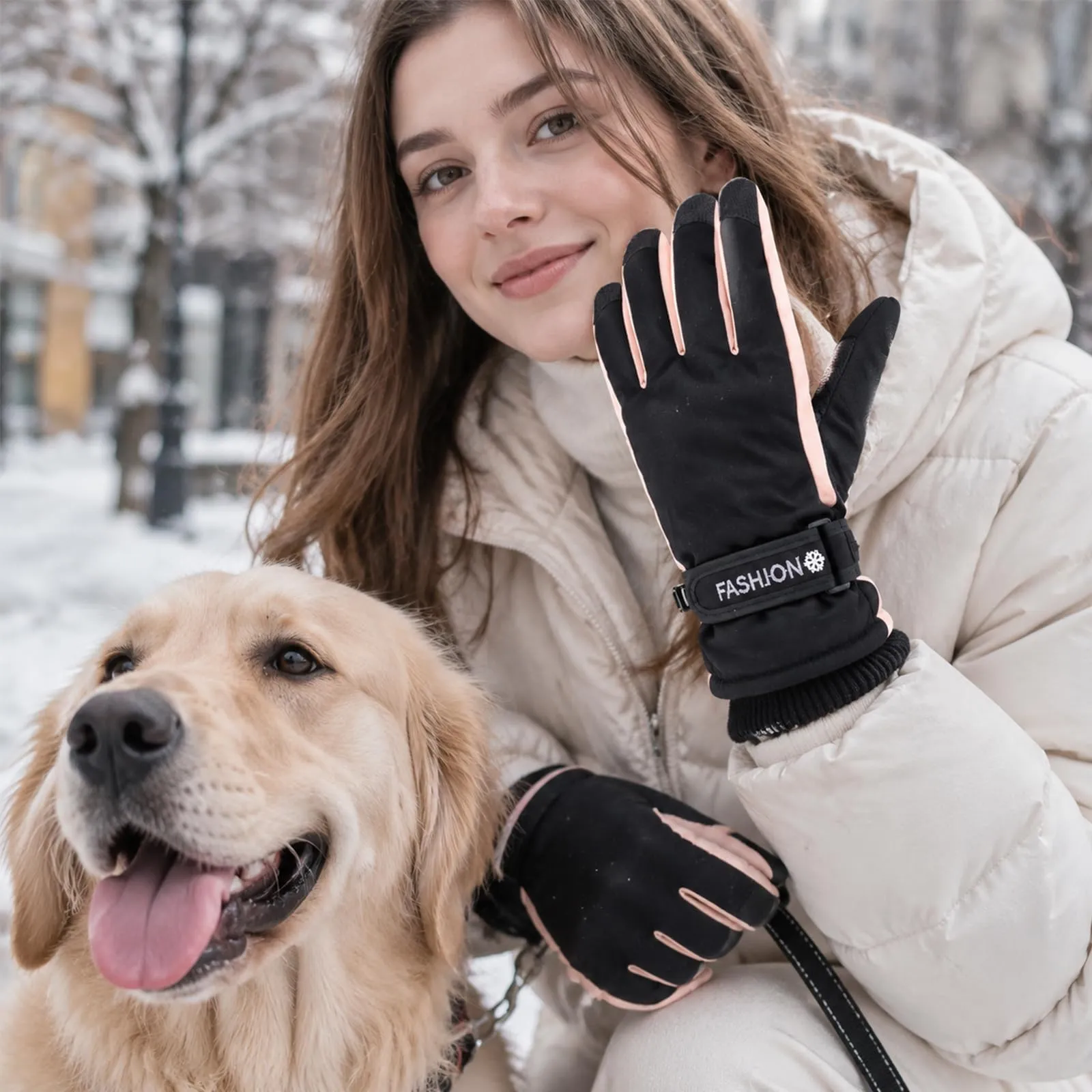Andiker Guanti da Sci Invernali da Donna, Impermeabili e Touchscreen, Nero, Taglia Unica - immagine 7