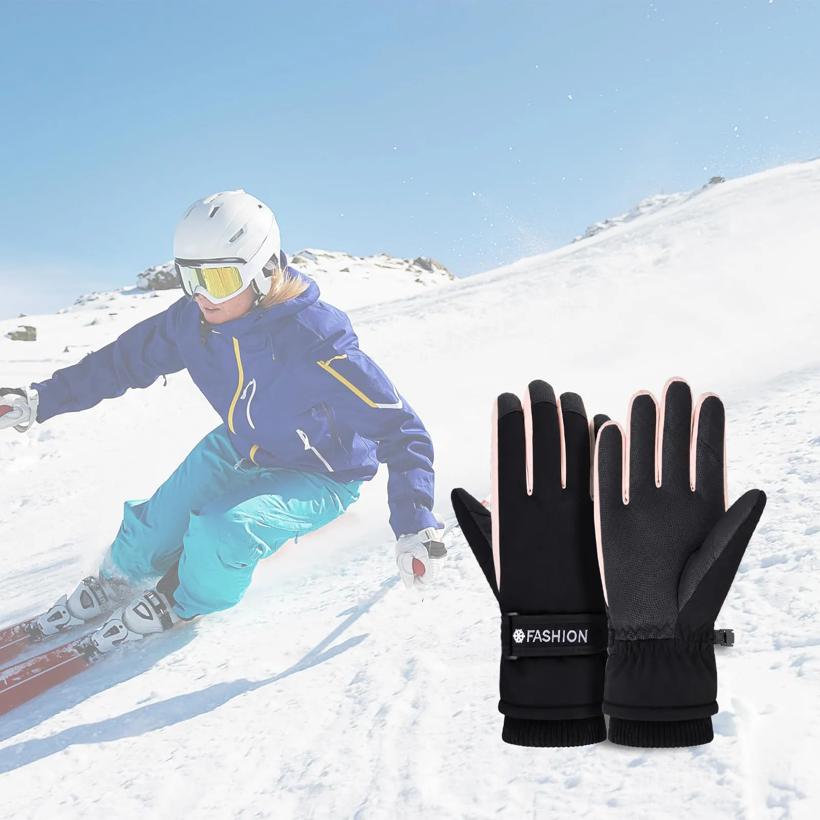 Andiker Guanti da Sci Invernali da Donna, Impermeabili e Touchscreen, Nero, Taglia Unica - immagine 8