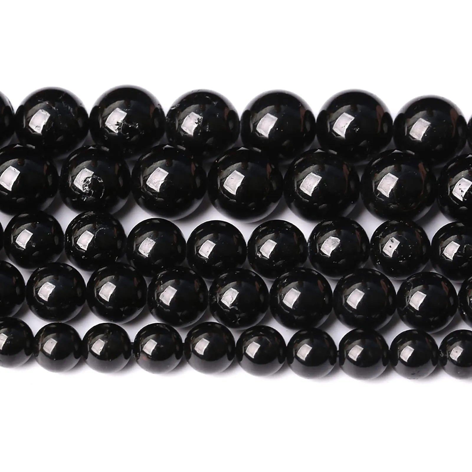 ZXYMLZI 46 Perline Rotonde in Tormalina Nera Naturale 8 mm - immagine 1