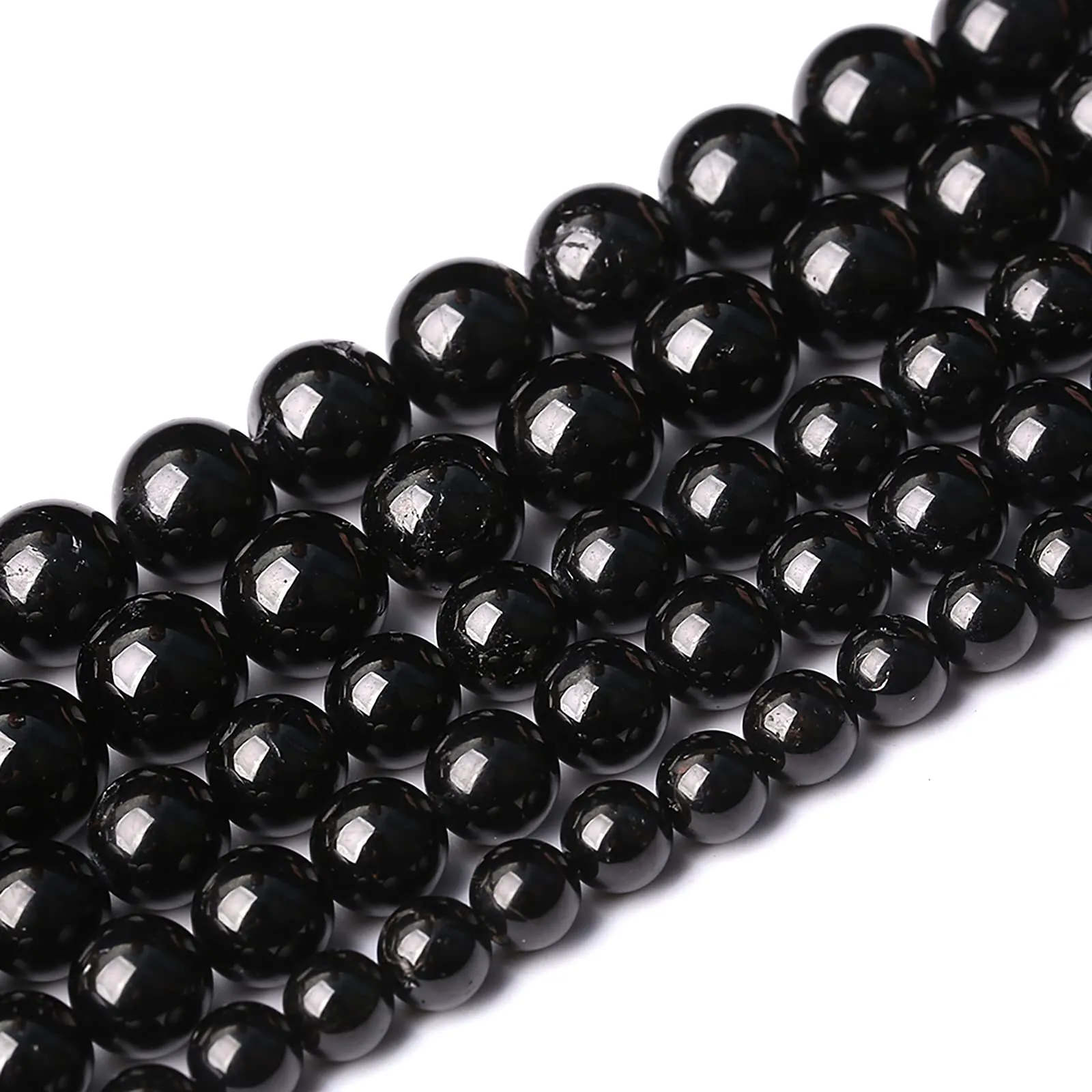 ZXYMLZI 46 Perline Rotonde in Tormalina Nera Naturale 8 mm - immagine 2