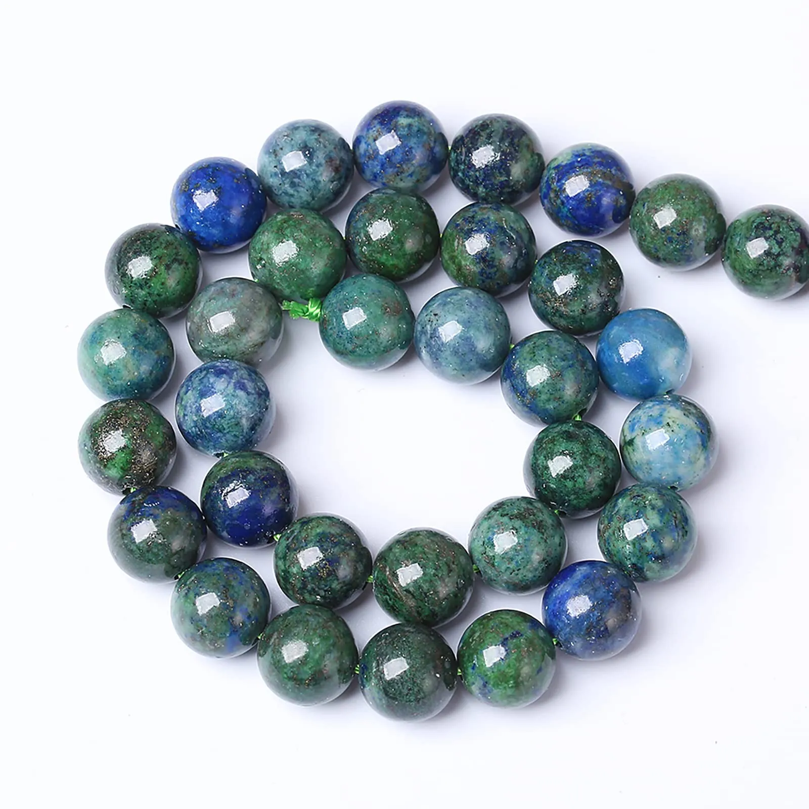 ZXYMLZI Perline Naturali in Lapislazzuli e Crisocolla, 12 mm, 31 Pezzi - immagine 5
