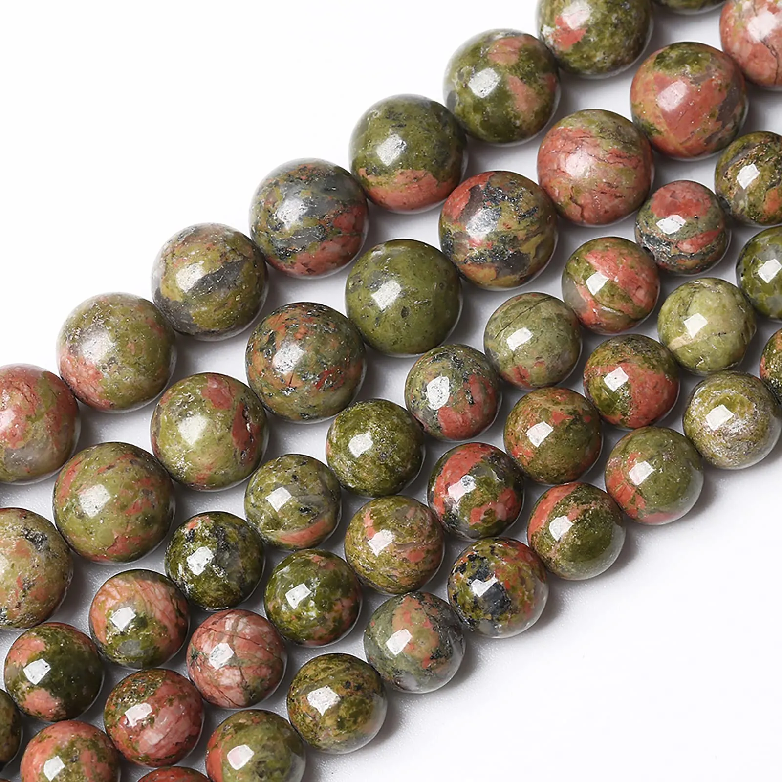 ZXYMLZI 32 Perline Rotonde in Unakite Naturale 12mm - immagine 1