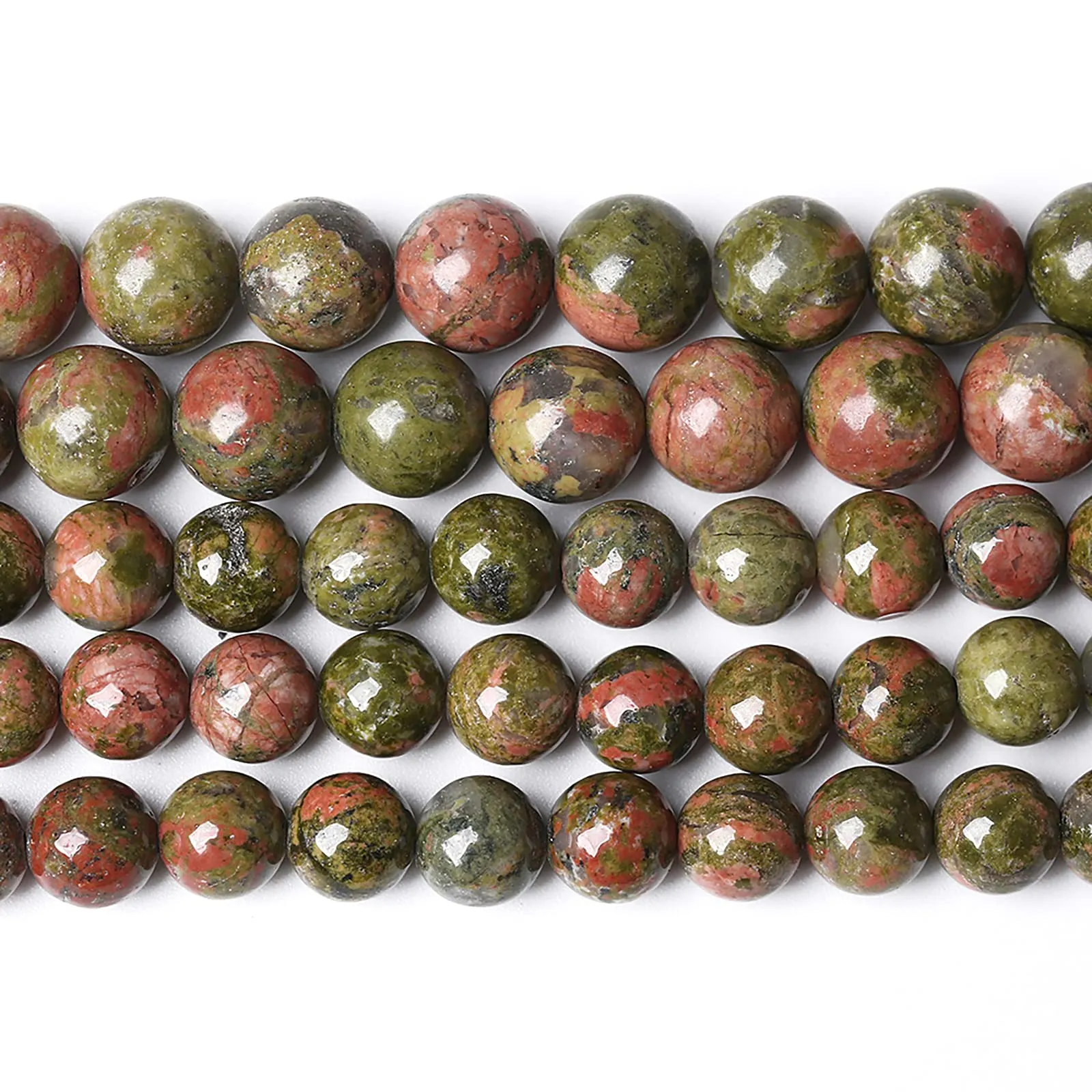 ZXYMLZI 32 Perline Rotonde in Unakite Naturale 12mm - immagine 2