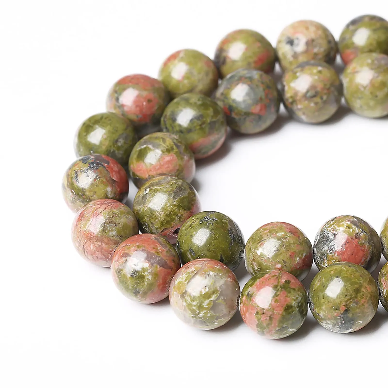 ZXYMLZI 32 Perline Rotonde in Unakite Naturale 12mm - immagine 3