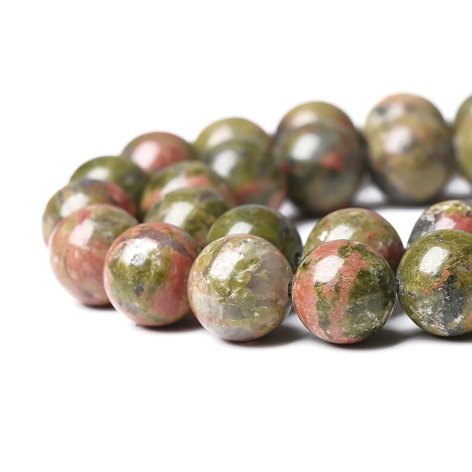 ZXYMLZI 32 Perline Rotonde in Unakite Naturale 12mm - immagine 4