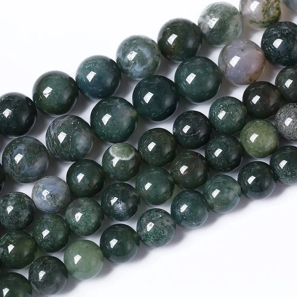 ZXYMLZI Perline in Agata Muschiata Verde Naturale, 4 mm, 38,1 cm - immagine 2