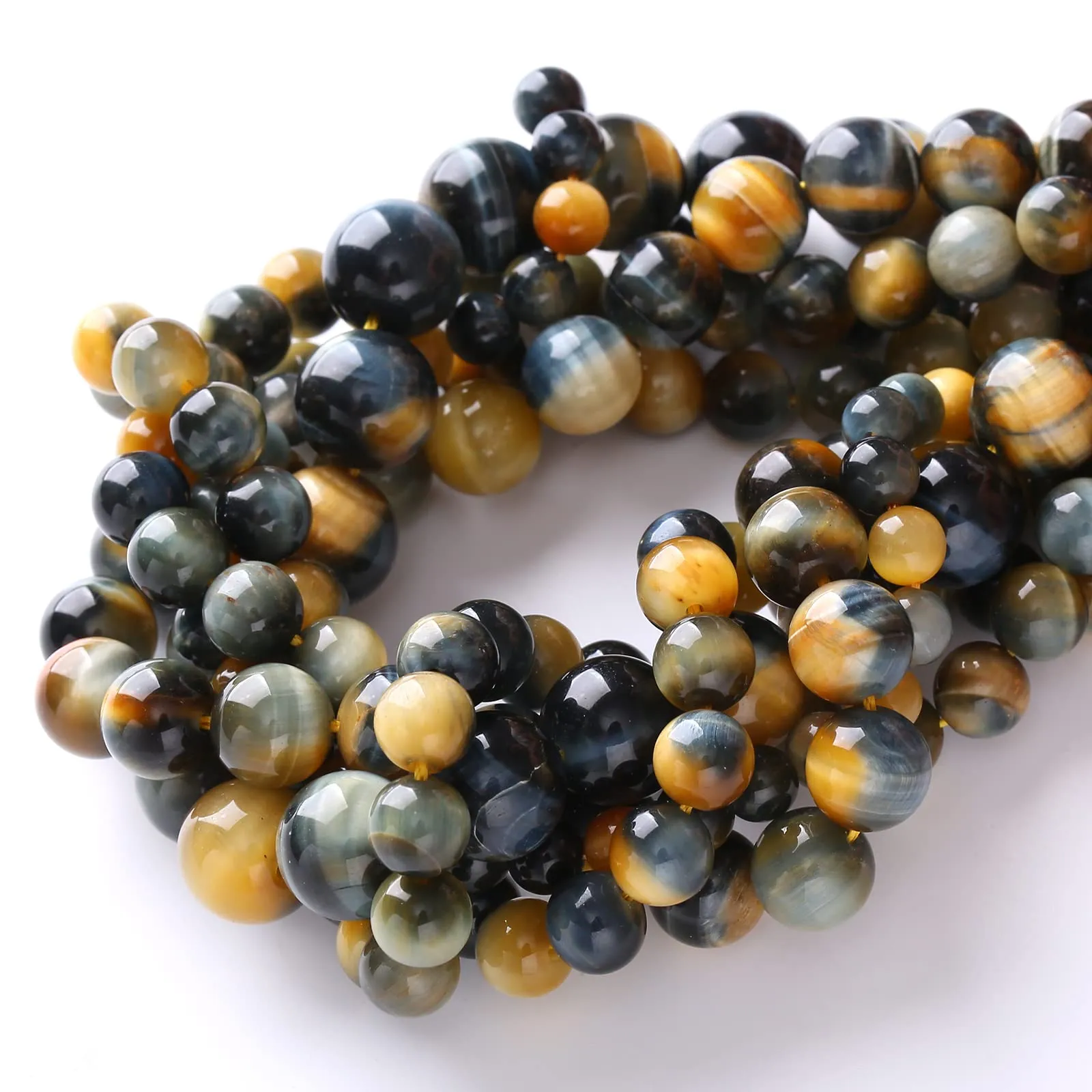 ZXYMLZI Perline Occhio di Tigre Blu AAA, 4 mm, Rotonde e Lisce per Gioielli (90 pezzi) - immagine 5