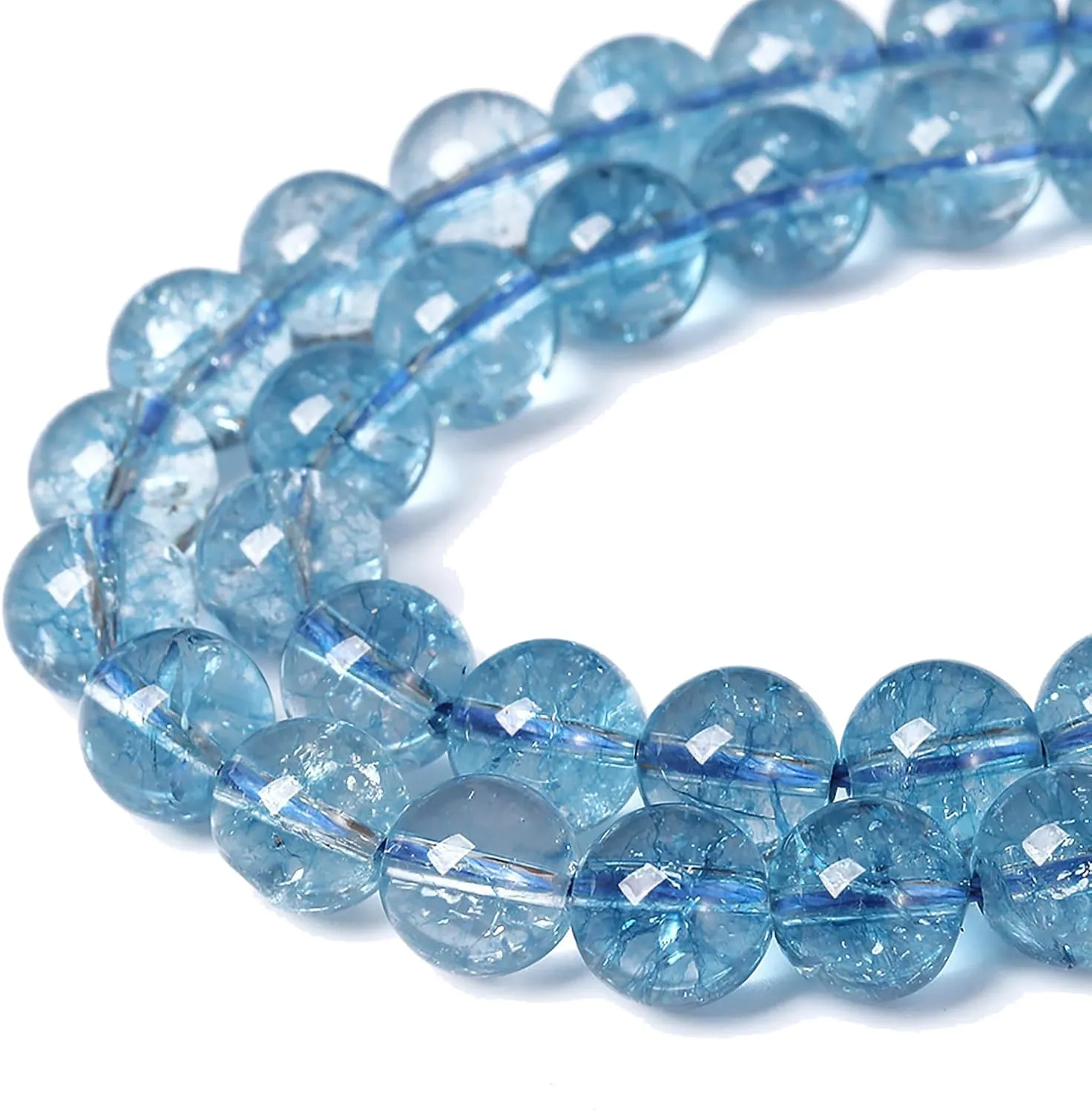 ZXYMLZI 90 Perline Rotonde in Vetro Blu Topazio 4 mm - immagine 1