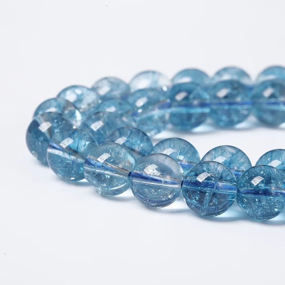 ZXYMLZI 90 Perline Rotonde in Vetro Blu Topazio 4 mm - immagine 5