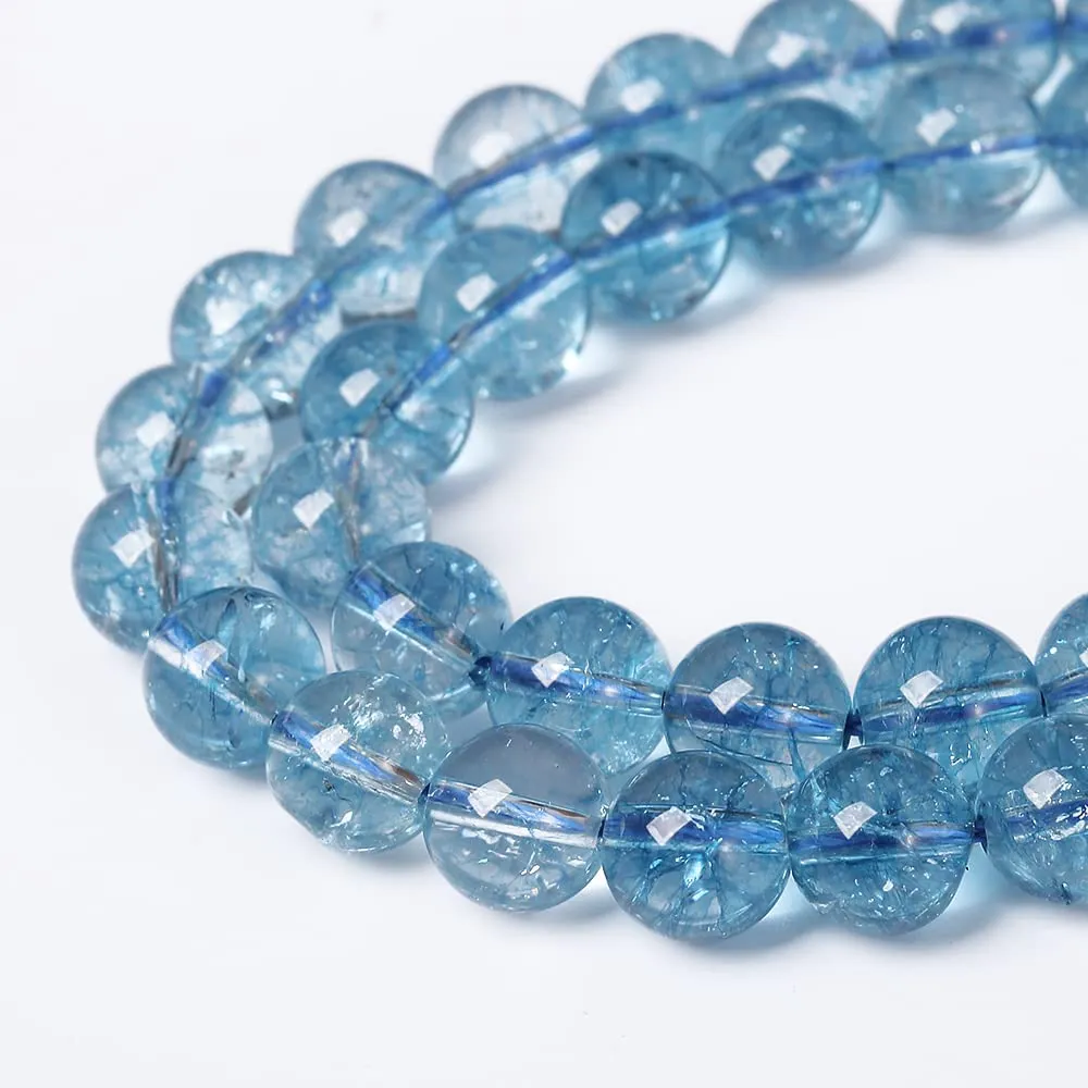 ZXYMLZI 90 Perline Rotonde in Vetro Blu Topazio 4 mm - immagine 7