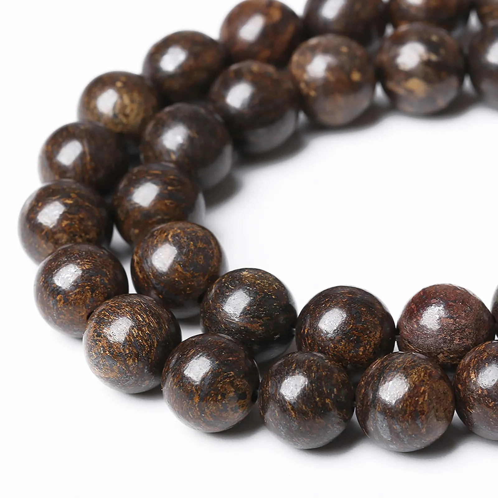 ZXYMLZI Perline Rotonde in Bronzite Marrone, 8 mm, 45 Pezzi - immagine 3