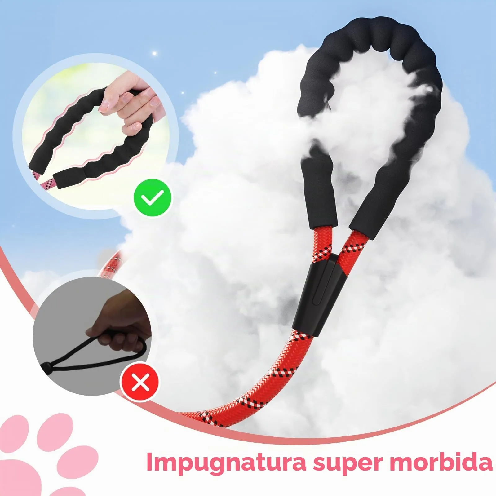 X XBEN Guinzaglio Addestramento per Cani in Corda da Arrampicata in Nylon, 10M x 8 mm, con Gancio di Sicurezza e Maniglia Imbottita - immagine 4