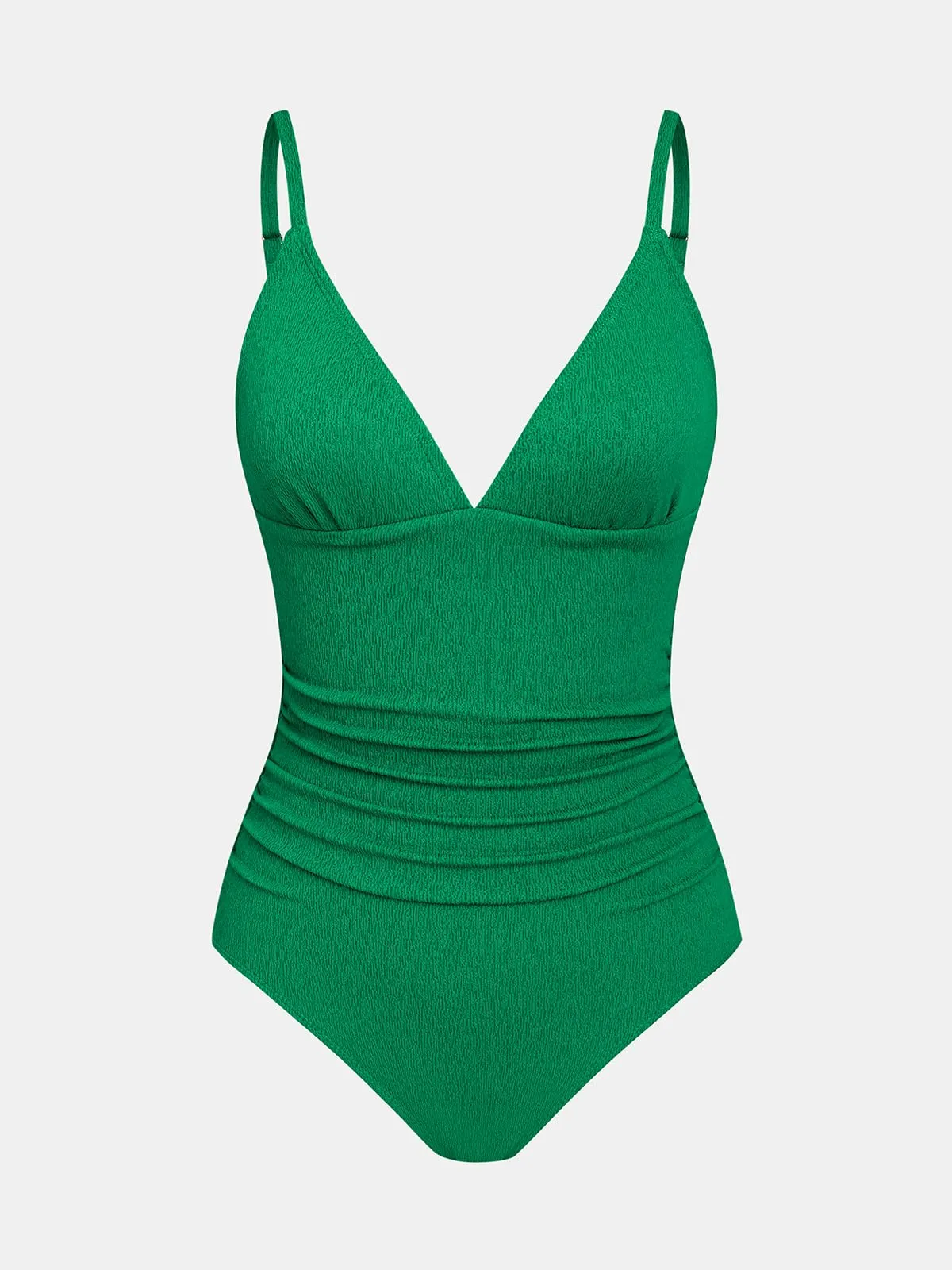 Cupshe Costume da bagno intero da donna con scollo a V e controllo della pancia, Verde giada, XL - immagine 6