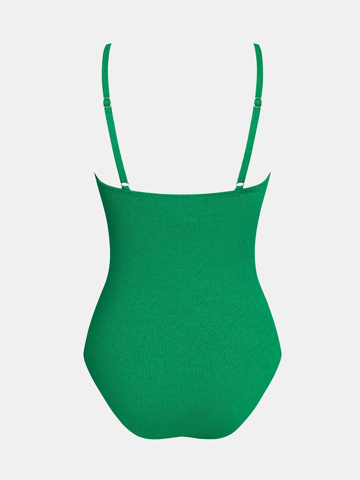 Cupshe Costume da bagno intero da donna con scollo a V e controllo della pancia, Verde giada, XL - immagine 7