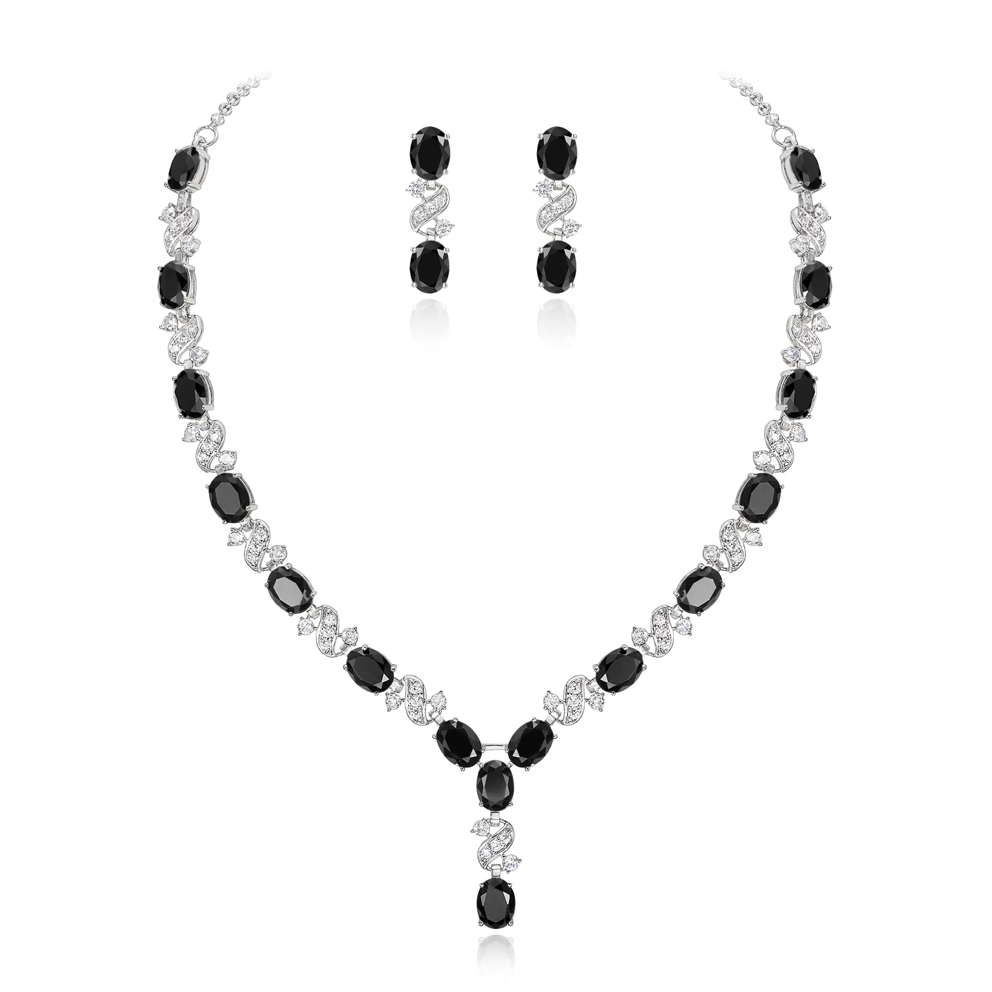 Clearine Parure Gioielli Donna - Collana Y-Forma a Infinito e Orecchini in Zirconia Cubica - immagine 1
