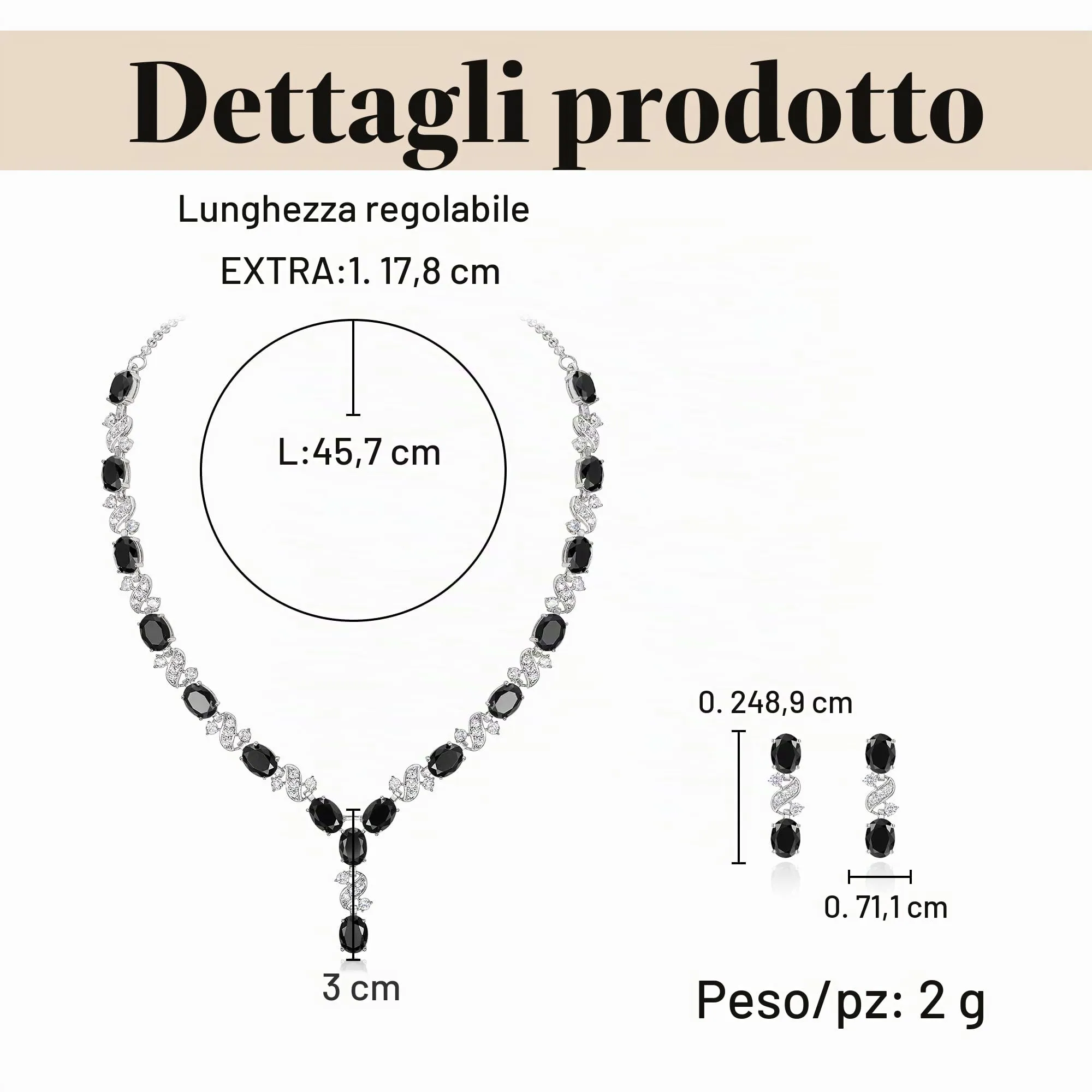 Clearine Parure Gioielli Donna - Collana Y-Forma a Infinito e Orecchini in Zirconia Cubica - immagine 5
