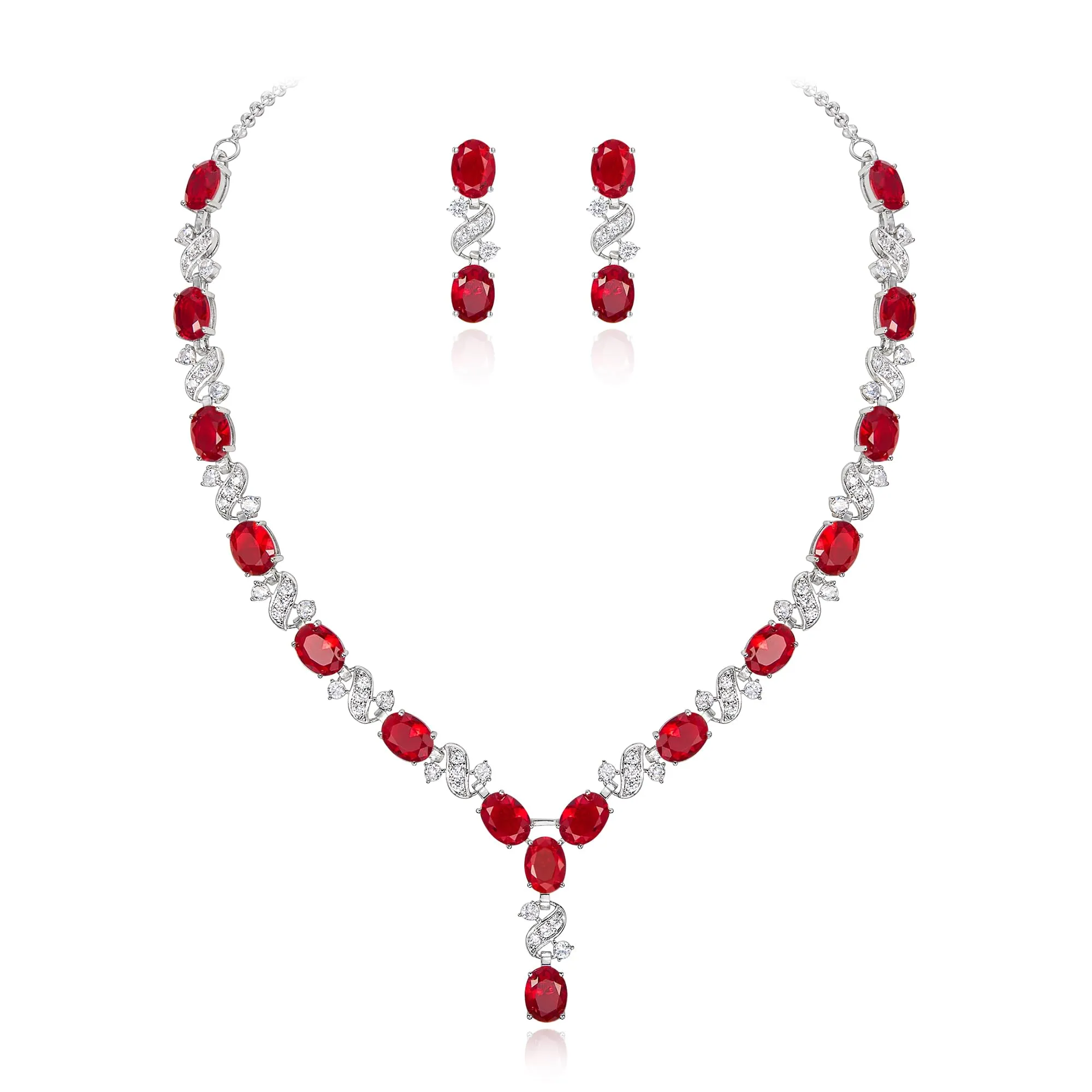 Clearine Donna Parure Gioielli - Collana e Orecchini in Zirconia Cubica a Infinito Forma Y - immagine 1