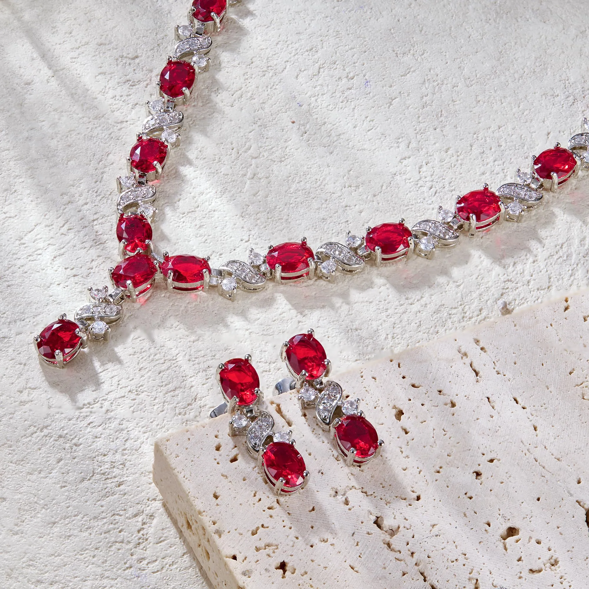 Clearine Donna Parure Gioielli - Collana e Orecchini in Zirconia Cubica a Infinito Forma Y - immagine 4