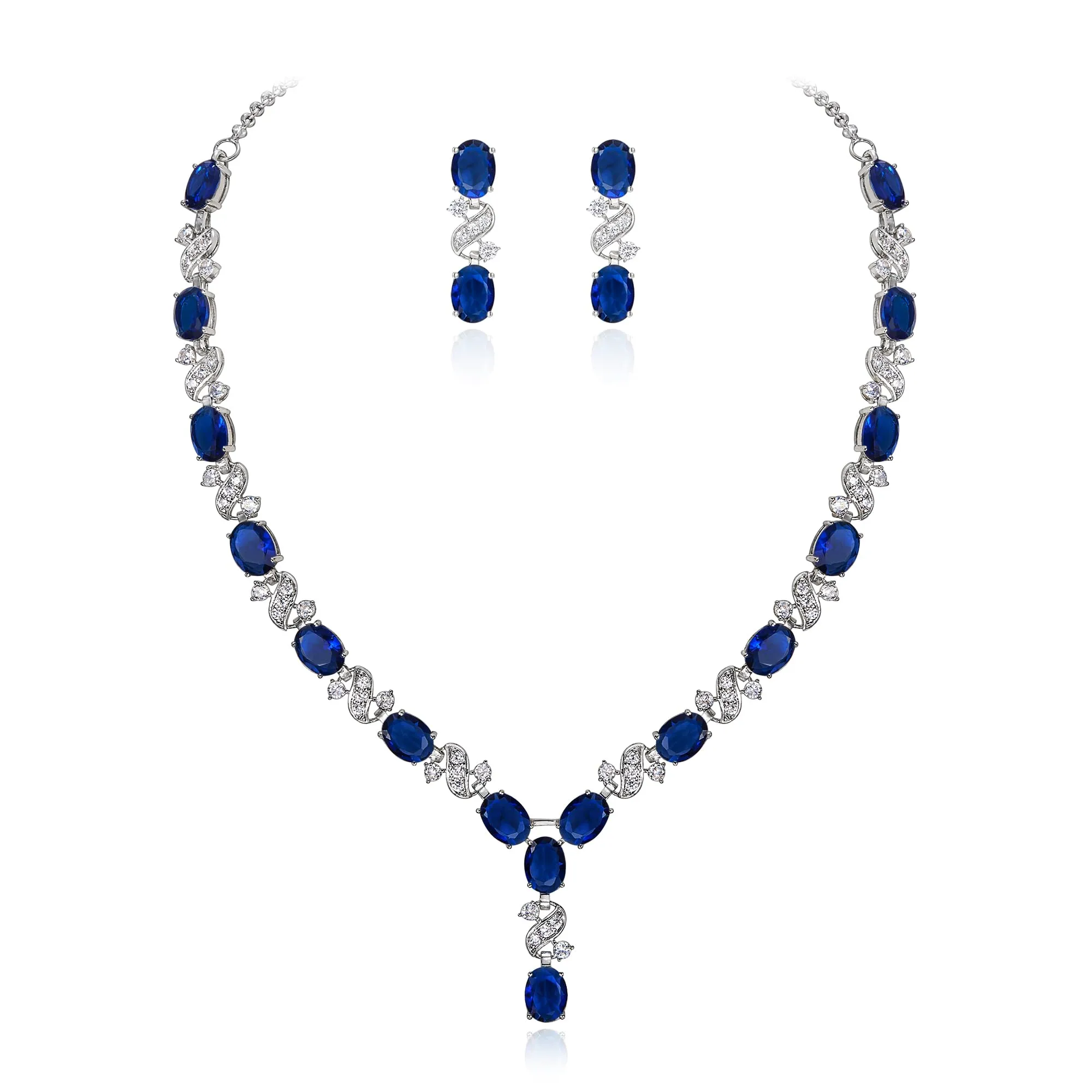 Clearine Parure Gioielli Donna - Collana e Orecchini in Zirconia Cubica Infinito Forma a Y - immagine 1