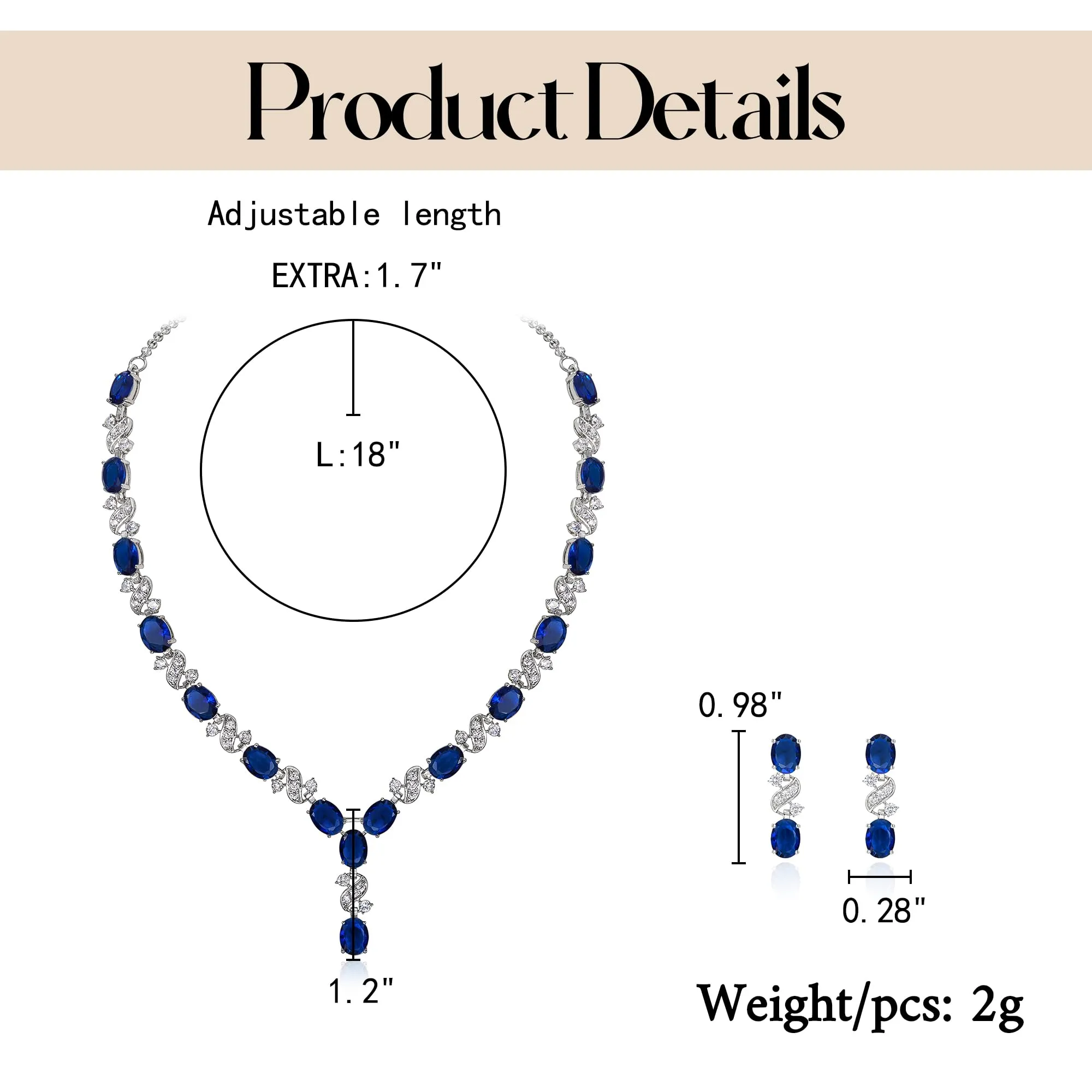 Clearine Parure Gioielli Donna - Collana e Orecchini in Zirconia Cubica Infinito Forma a Y - immagine 5