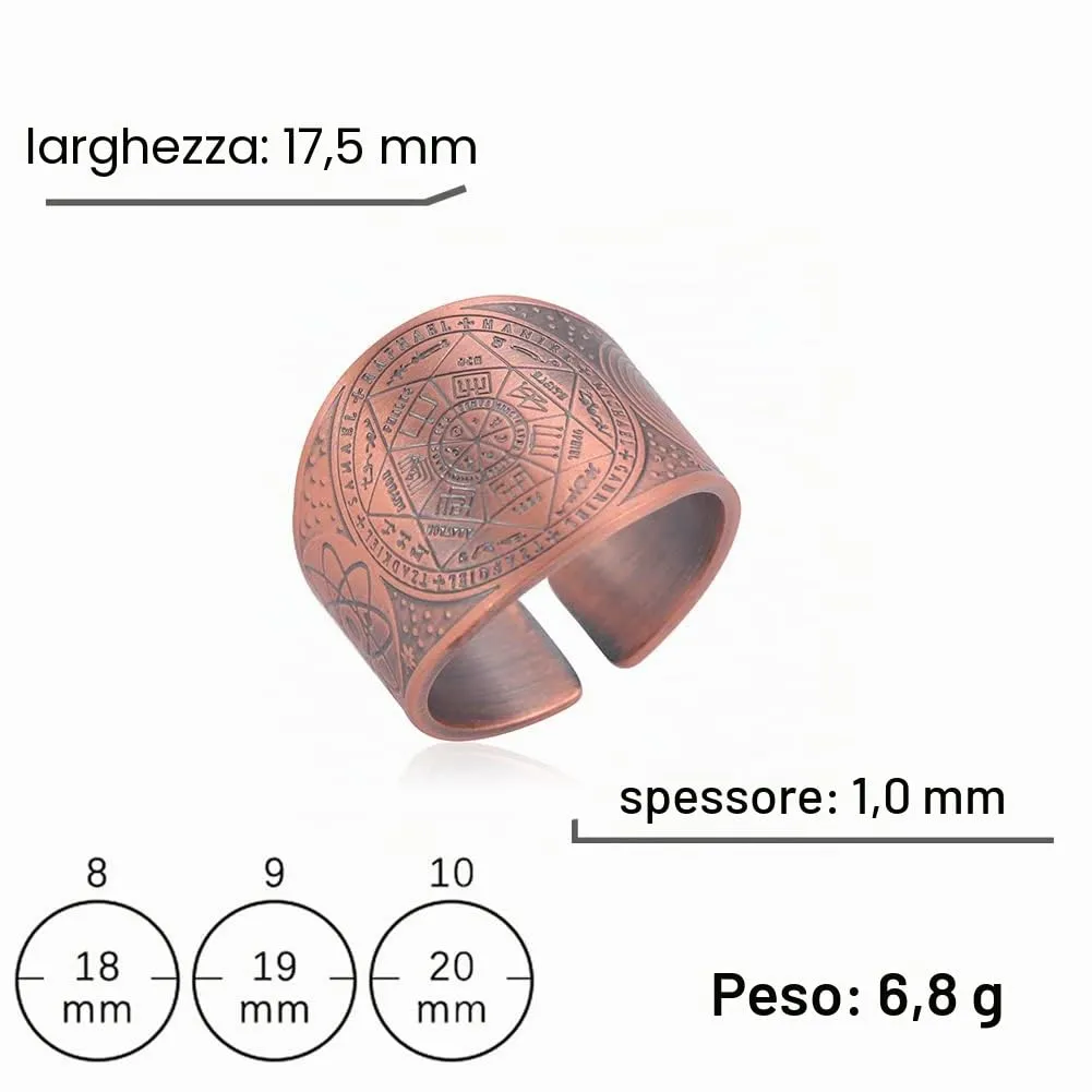 LIKGREAT Anello Sigillo dei Sette Arcangeli in Rame, Amuleto Religioso Aperto (Rosso) - immagine 2