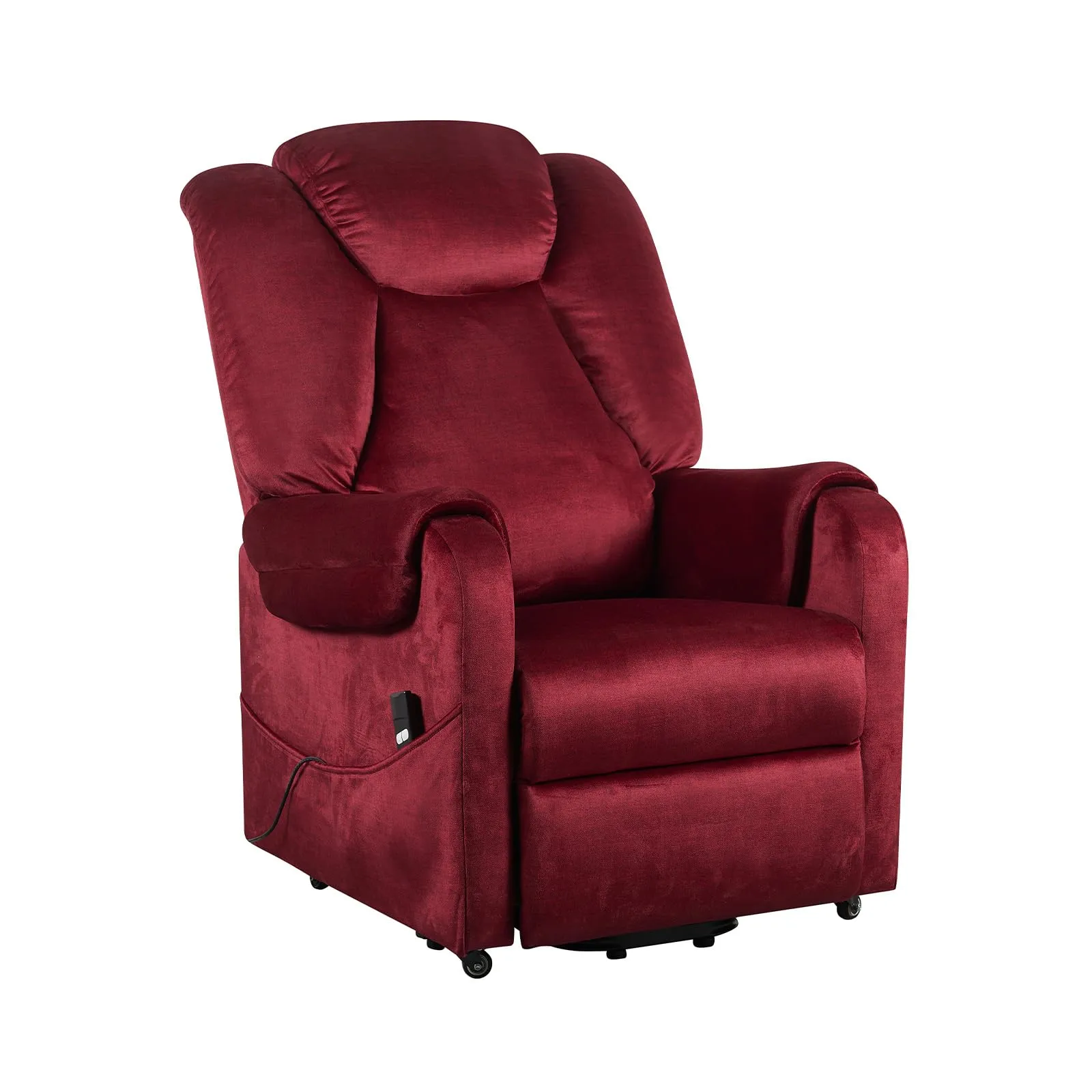 Poltrone Italia Poltrona Relax Elettrica 2 Motori, Reclinazione Indipendente Schienale e Pediera, 4 Ruote, Tessuto Premium Rosso - immagine 1