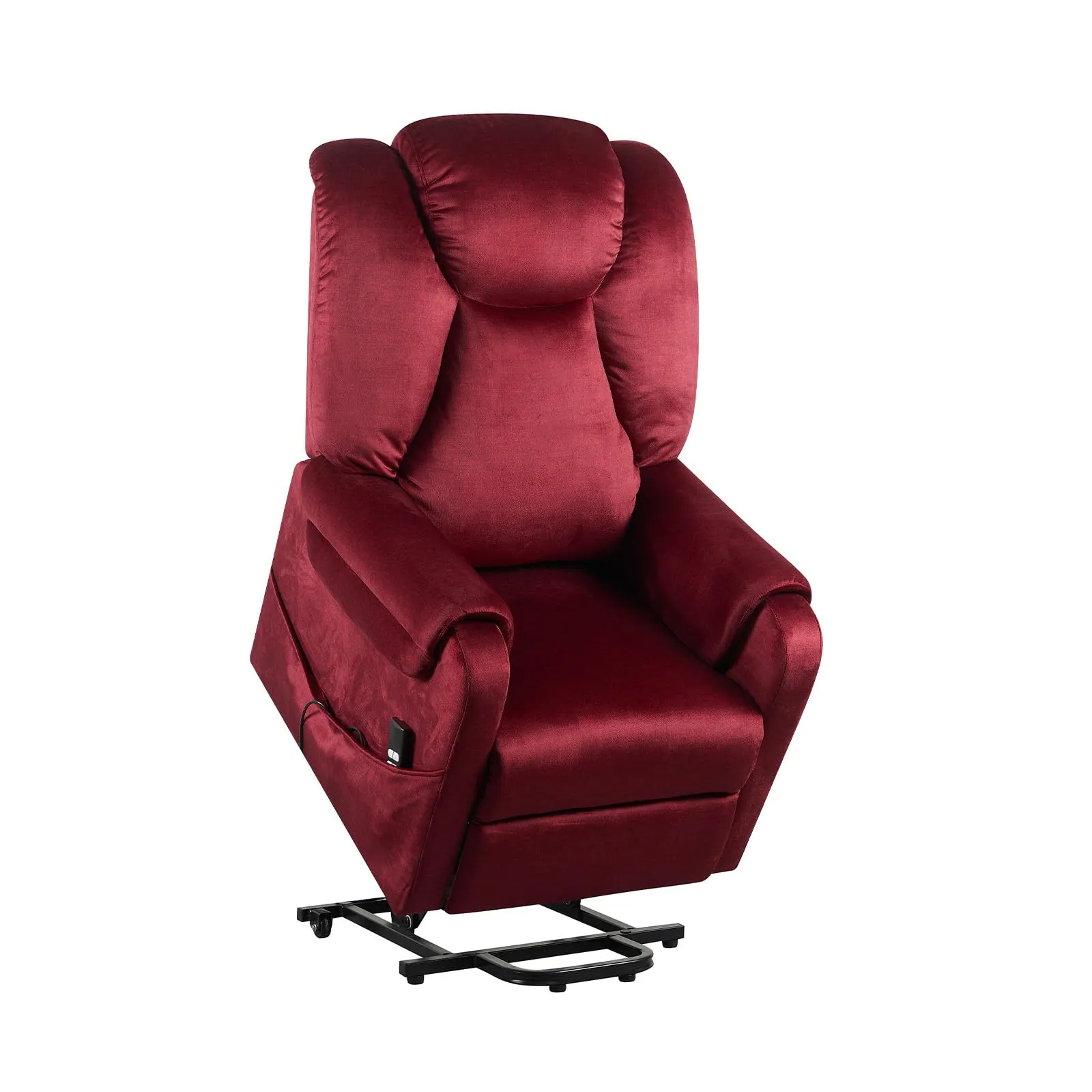 Poltrone Italia Poltrona Relax Elettrica 2 Motori, Reclinazione Indipendente Schienale e Pediera, 4 Ruote, Tessuto Premium Rosso - immagine 2