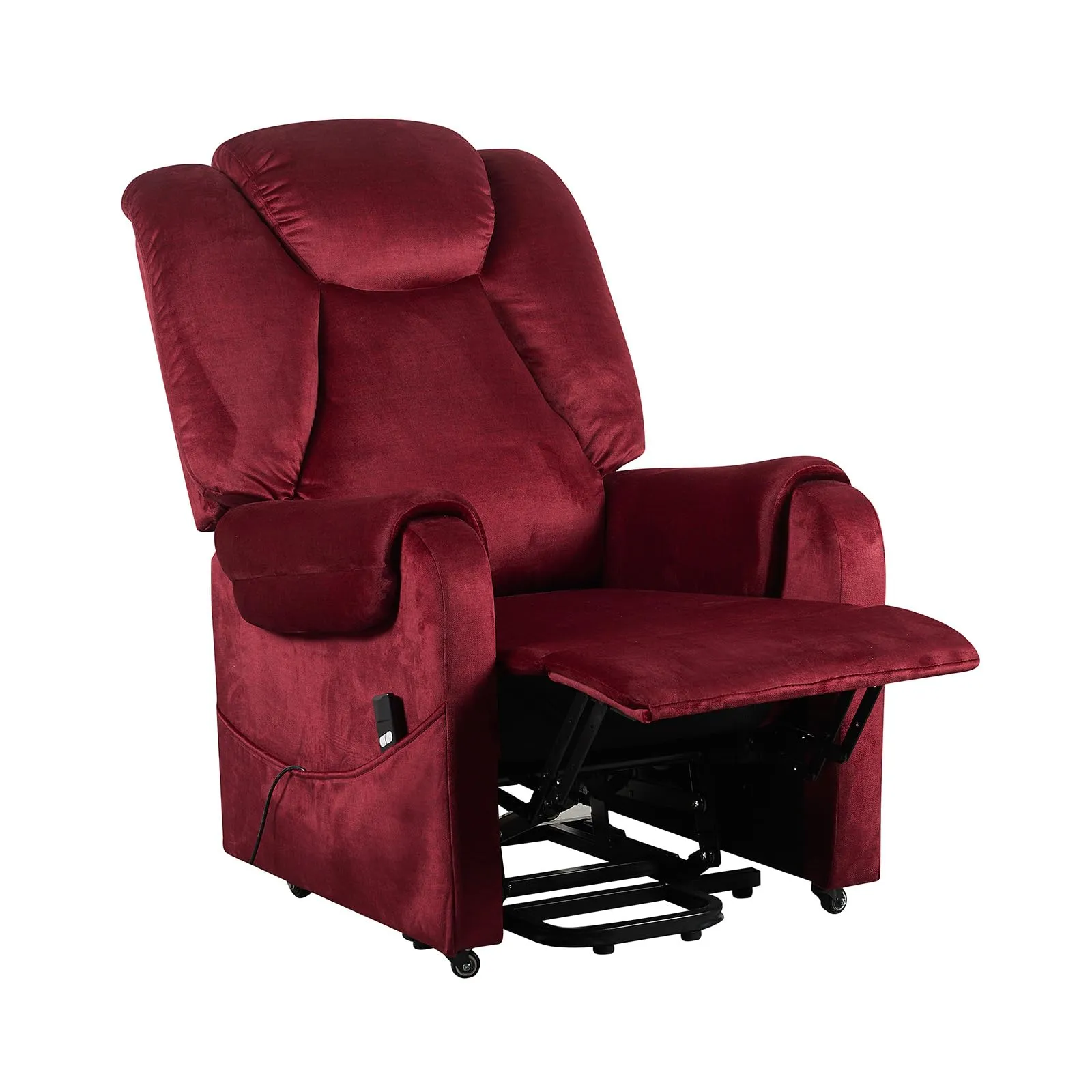 Poltrone Italia Poltrona Relax Elettrica 2 Motori, Reclinazione Indipendente Schienale e Pediera, 4 Ruote, Tessuto Premium Rosso - immagine 3